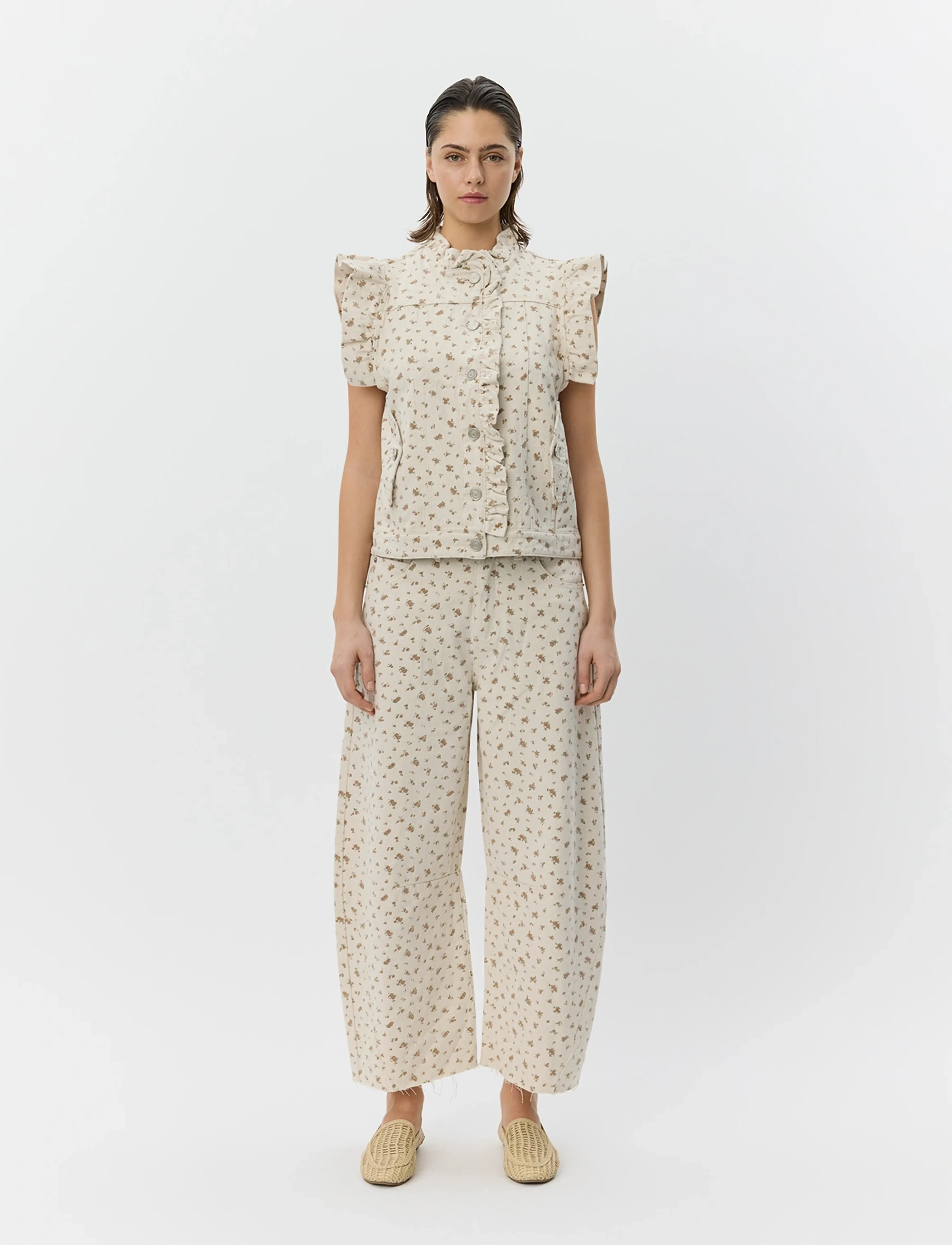 Sofie Schnoor Tomarsw Cropped Barrel Jeans, 36, Beige, Jeans > Barrel Jeans, Dame