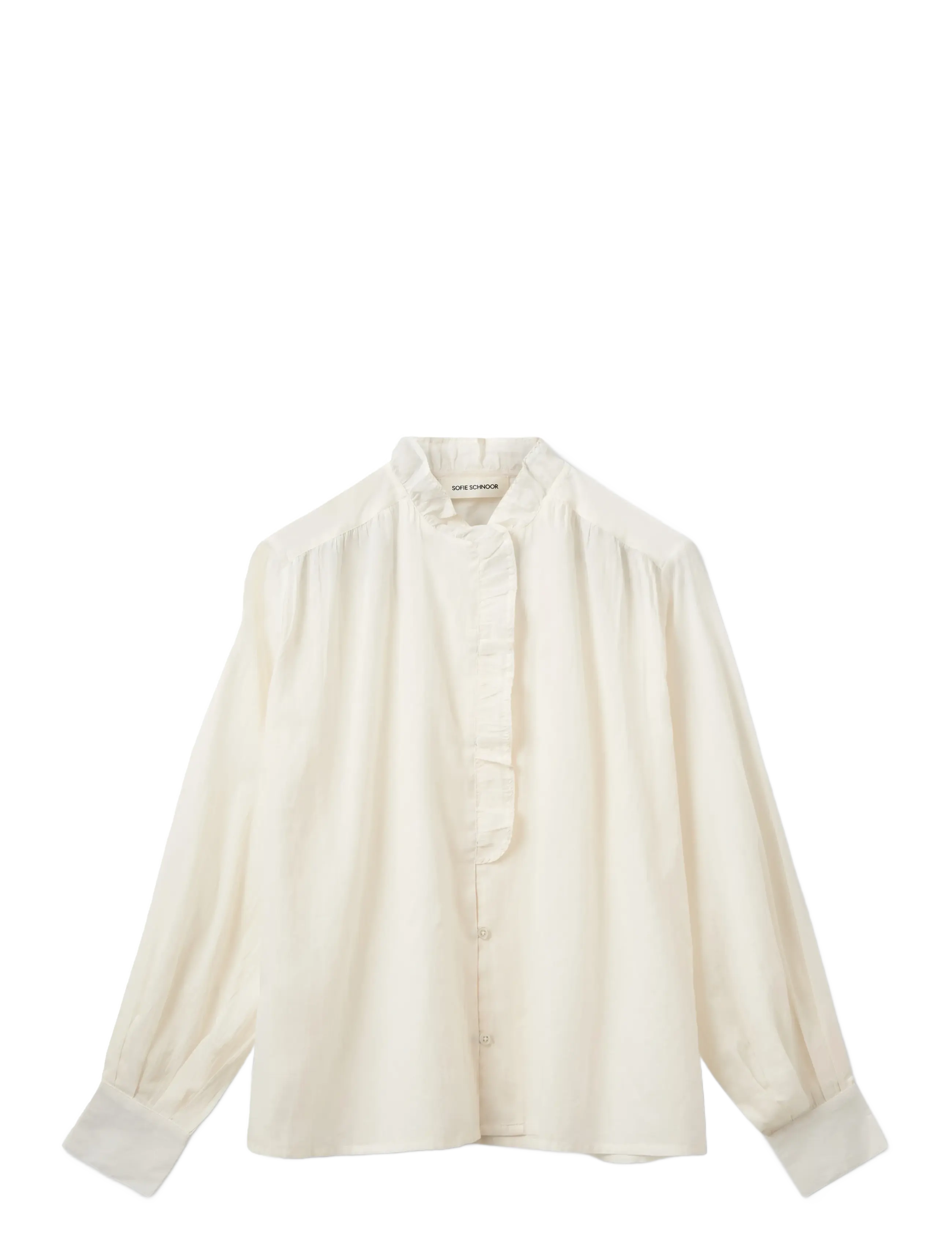 SOFIE SCHNOOR Ednasw Frilled Placket Shirt Cream - 38 - Damen