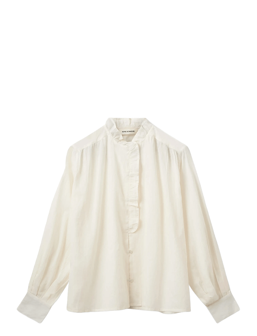 Sofie Schnoor - EDNASW FRILLED PLACKET SHIRT - long sleeved blouses - off white - 1