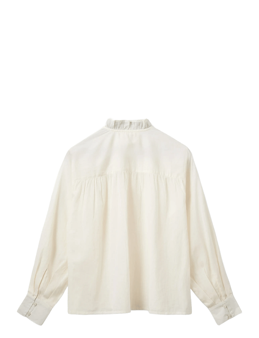 Sofie Schnoor - EDNASW FRILLED PLACKET SHIRT - long sleeved blouses - off white - 2