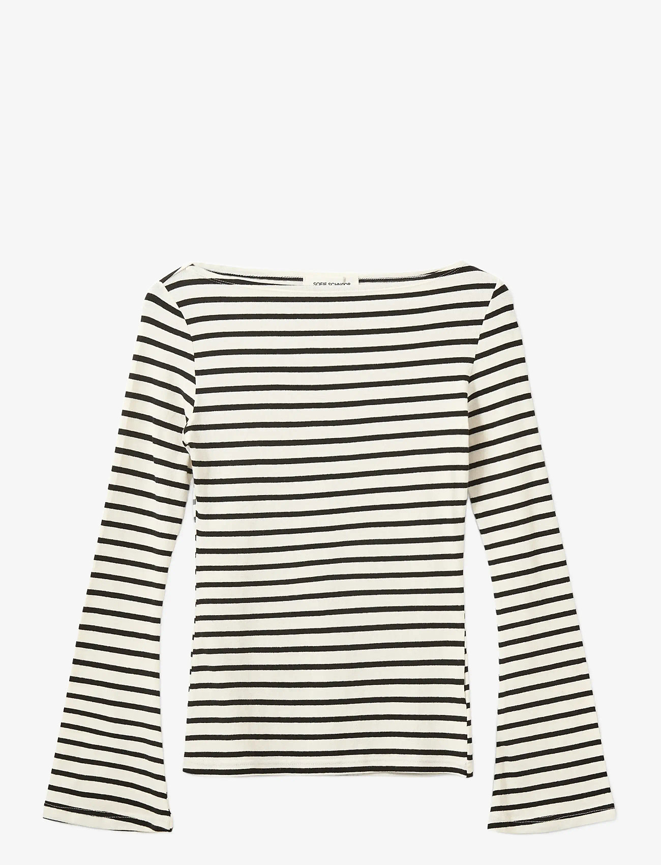 Sofie Schnoor - CECESW BOAT-NECK LONG-SLEEVE T-SHIR - langærmede toppe - white black striped - 1