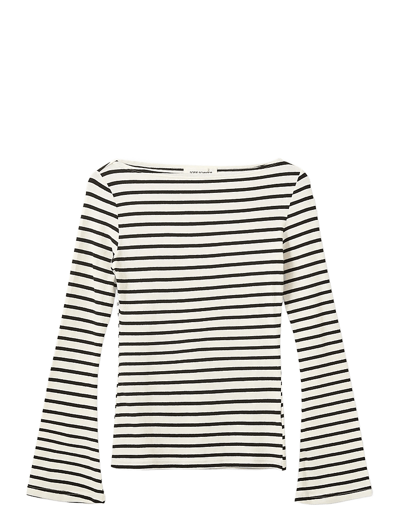 Sofie Schnoor - CECESW BOAT-NECK LONG-SLEEVE T-SHIR - langærmede toppe - white black striped - 1