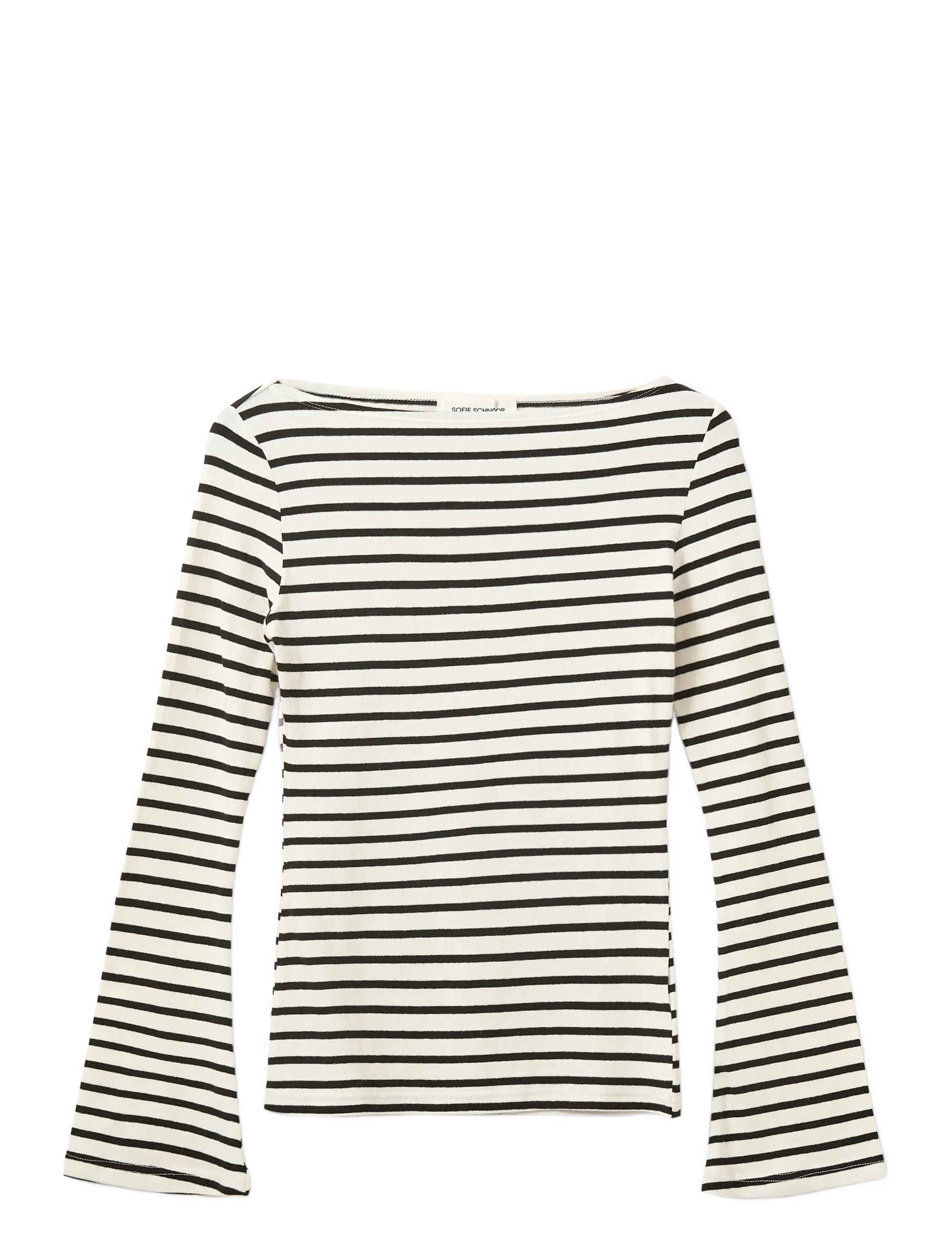 Sofie Schnoor CECESW BOAT-NECK LONG-SLEEVE T-SHIR - Transitional Layering - WHITE BLACK STRIPED / black