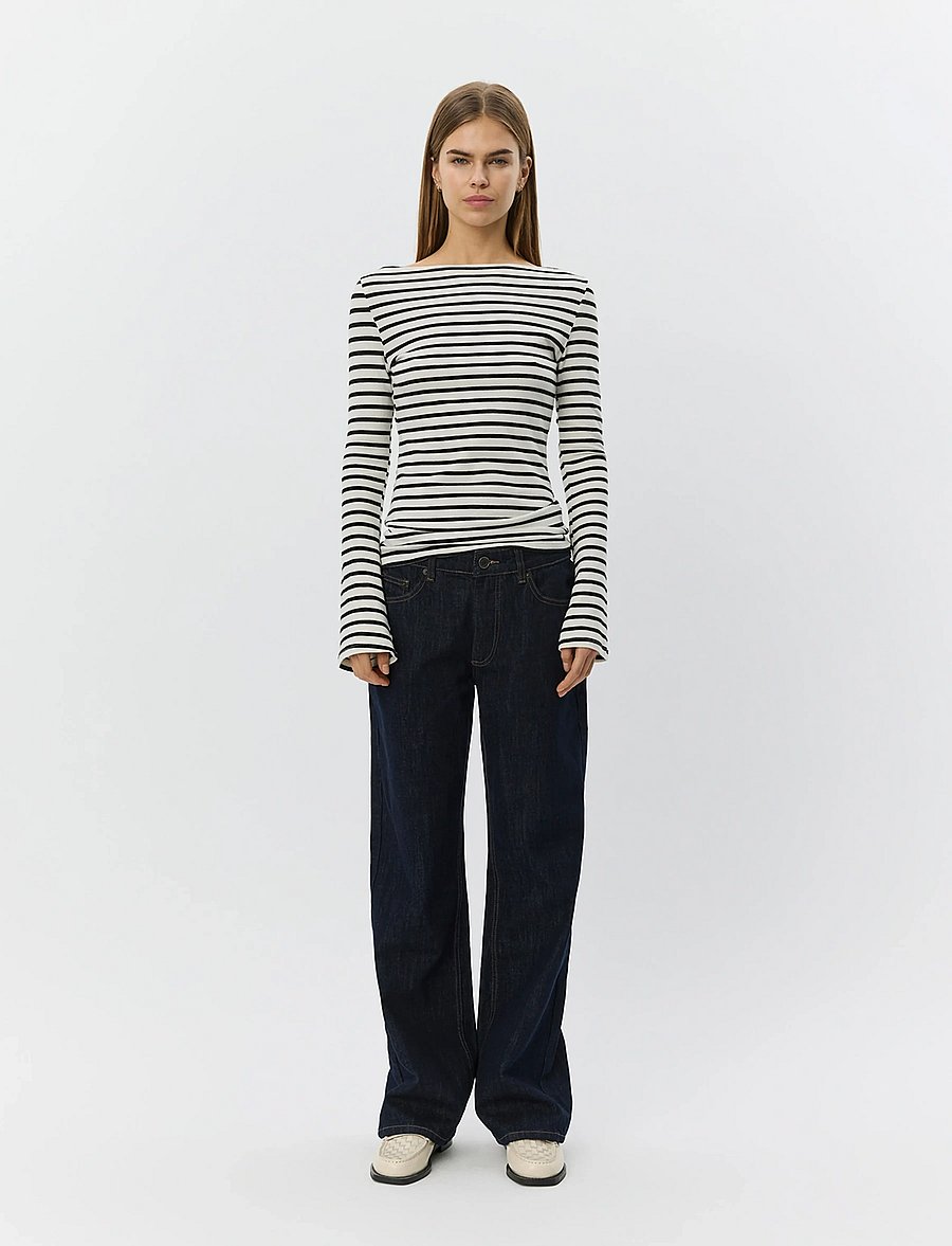 Sofie Schnoor - CECESW BOAT-NECK LONG-SLEEVE T-SHIR - white black striped - 0