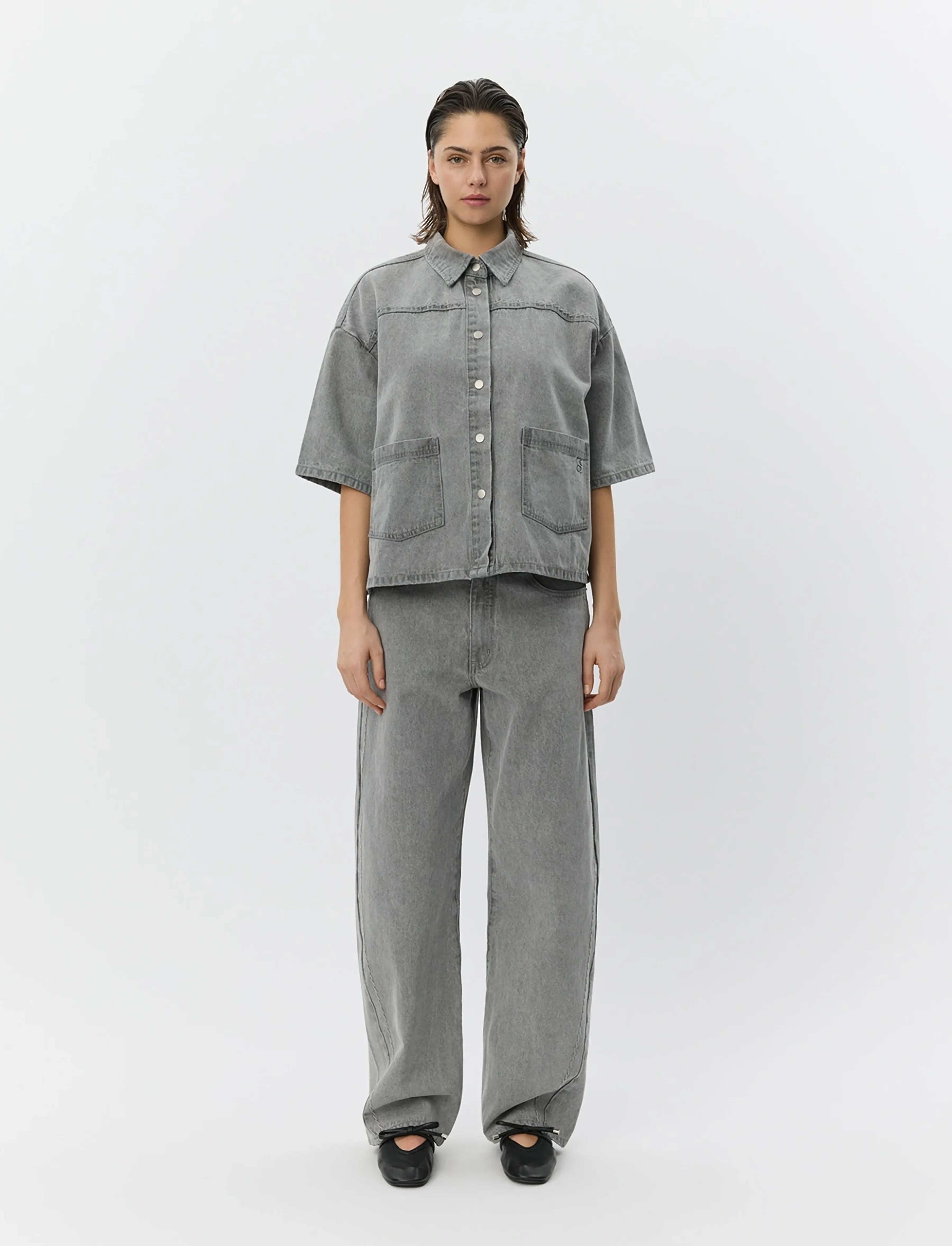 Sofie Schnoor MELISSASW DENIM LOOSE FIT OVERSHIRT - Bluser & Skjorter - STONE GREY / grey