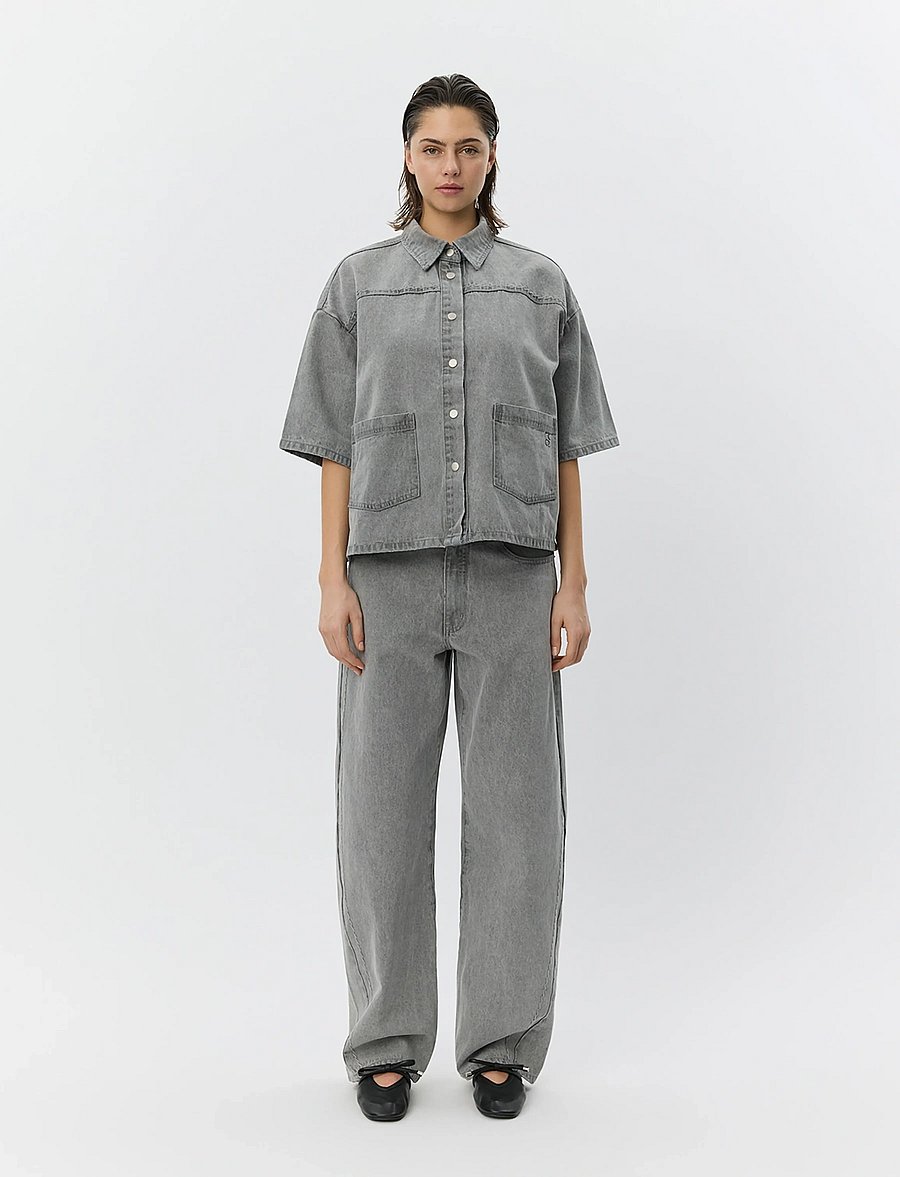 Sofie Schnoor - MELISSASW DENIM LOOSE FIT OVERSHIRT - denimskjorter - stone grey - 0