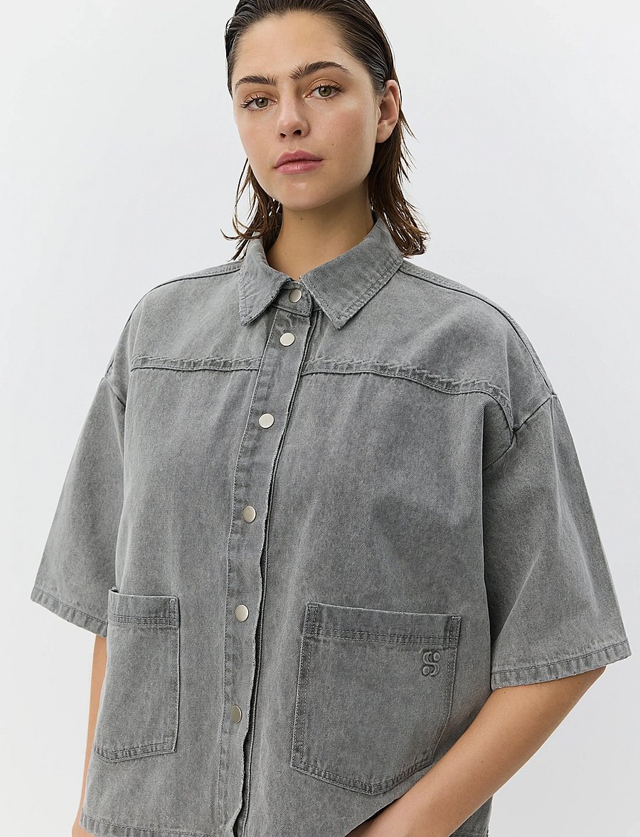 Sofie Schnoor - MELISSASW DENIM LOOSE FIT OVERSHIRT - denimskjorter - stone grey - 5