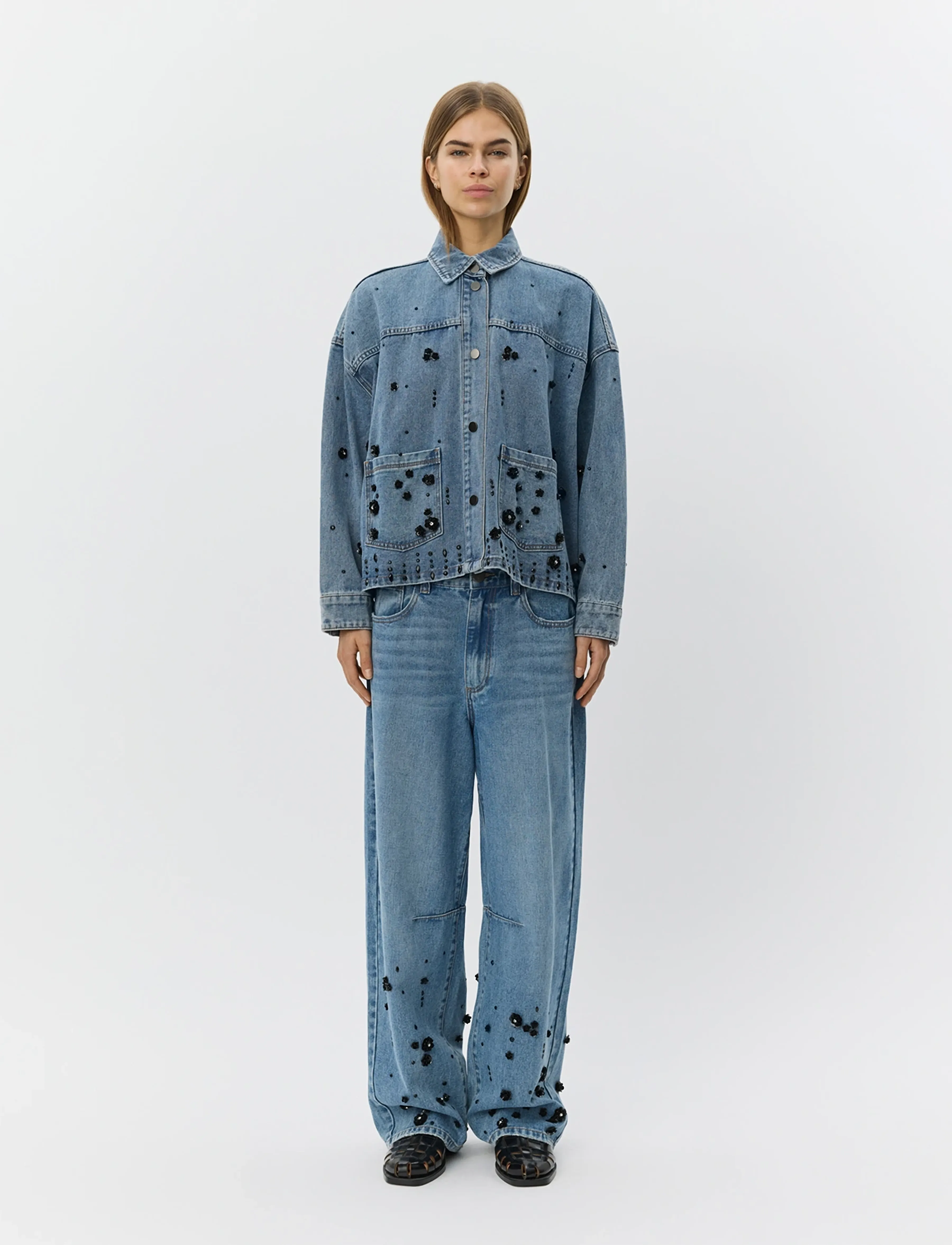 Sofie Schnoor AMAYASW BOXY DENIM JACKET - Transitional Layering - DENIM BLUE / blue