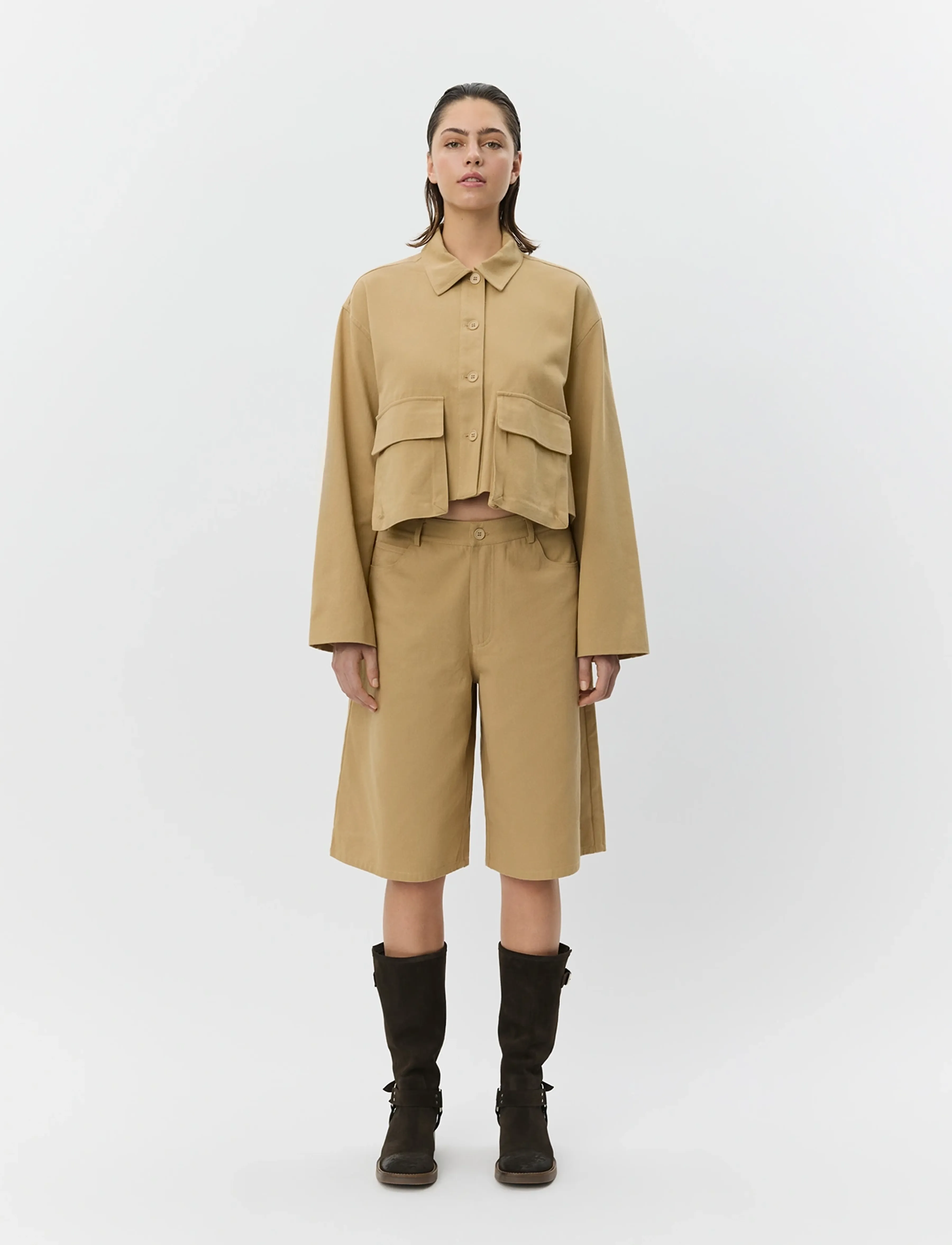 Sofie Schnoor - LARKSW SHORT SHIRT JACKET - yttertøy - camel - 3