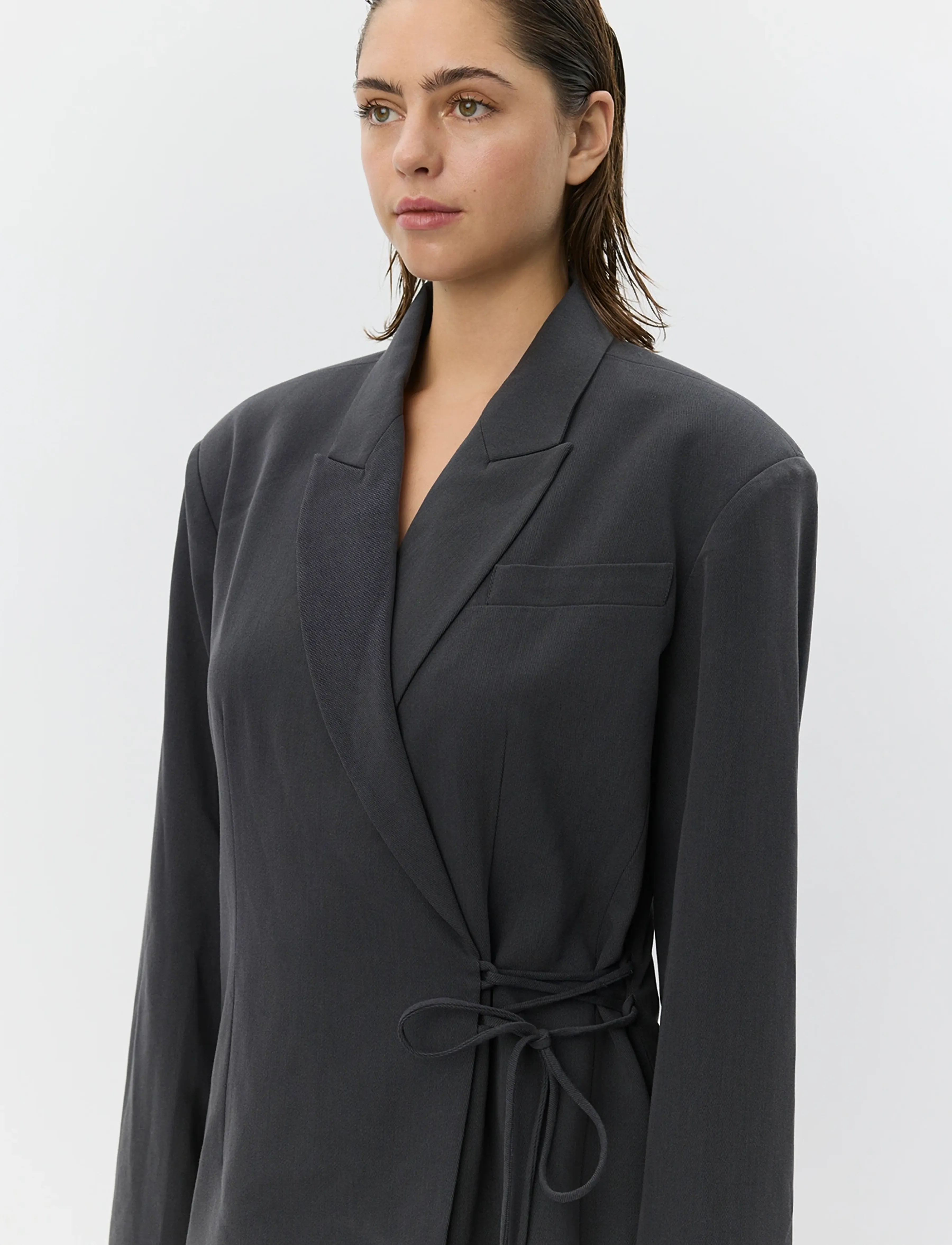 Sofie Schnoor - SUSSIESW TIE STRING BLAZER - festtøj til outletpriser - dark grey - 5