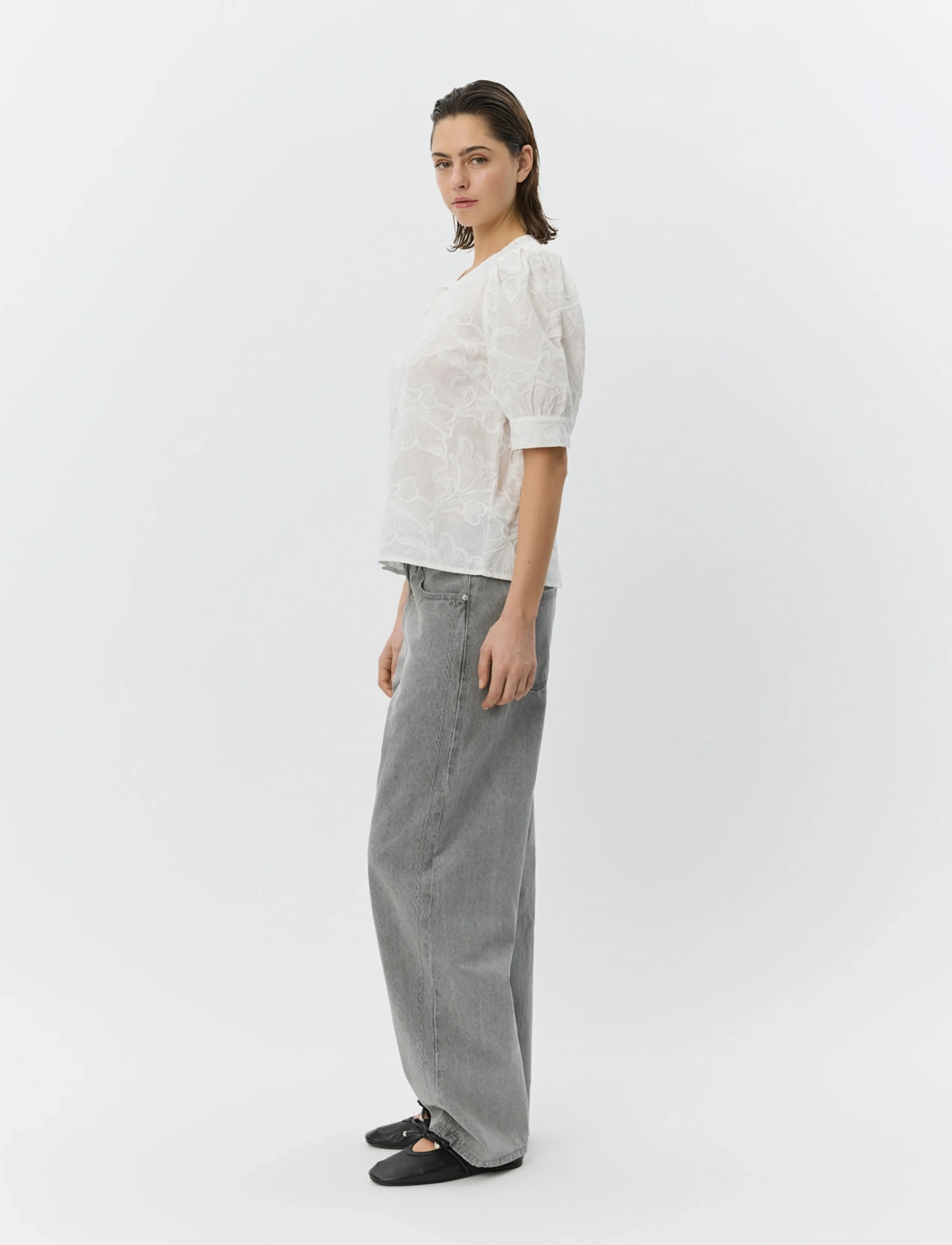 Sofie Schnoor Ahliasw Puff Sleeve Blouse, 42, White, Bluser > Kortærmede, Dame