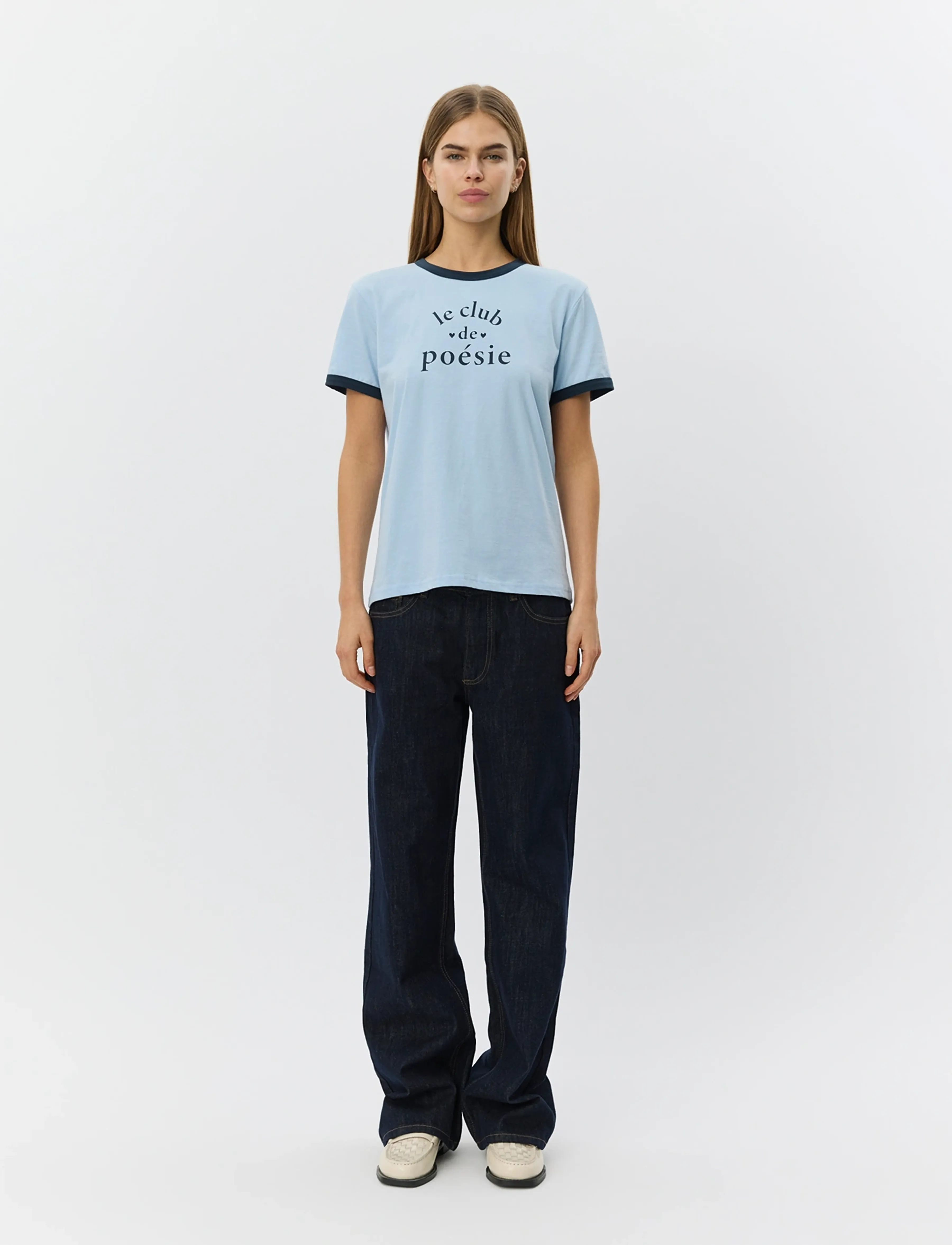 Sofie Schnoor Maggiesw Contrast Trim T-Shirt, S, Blue, T-Shirts & Toppe > Kortærmede, Dame