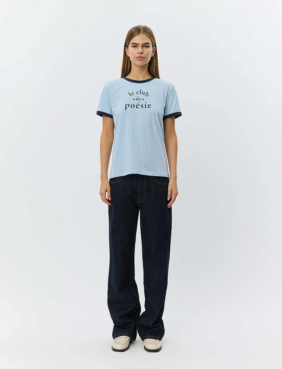 Sofie Schnoor - MAGGIESW CONTRAST TRIM T-SHIRT - t-shirts - blue - 0