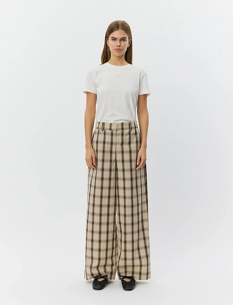 Sofie Schnoor - REINESW CHECK WIDE LEG TROUSERS - hosen mit weitem bein - grey check - 0