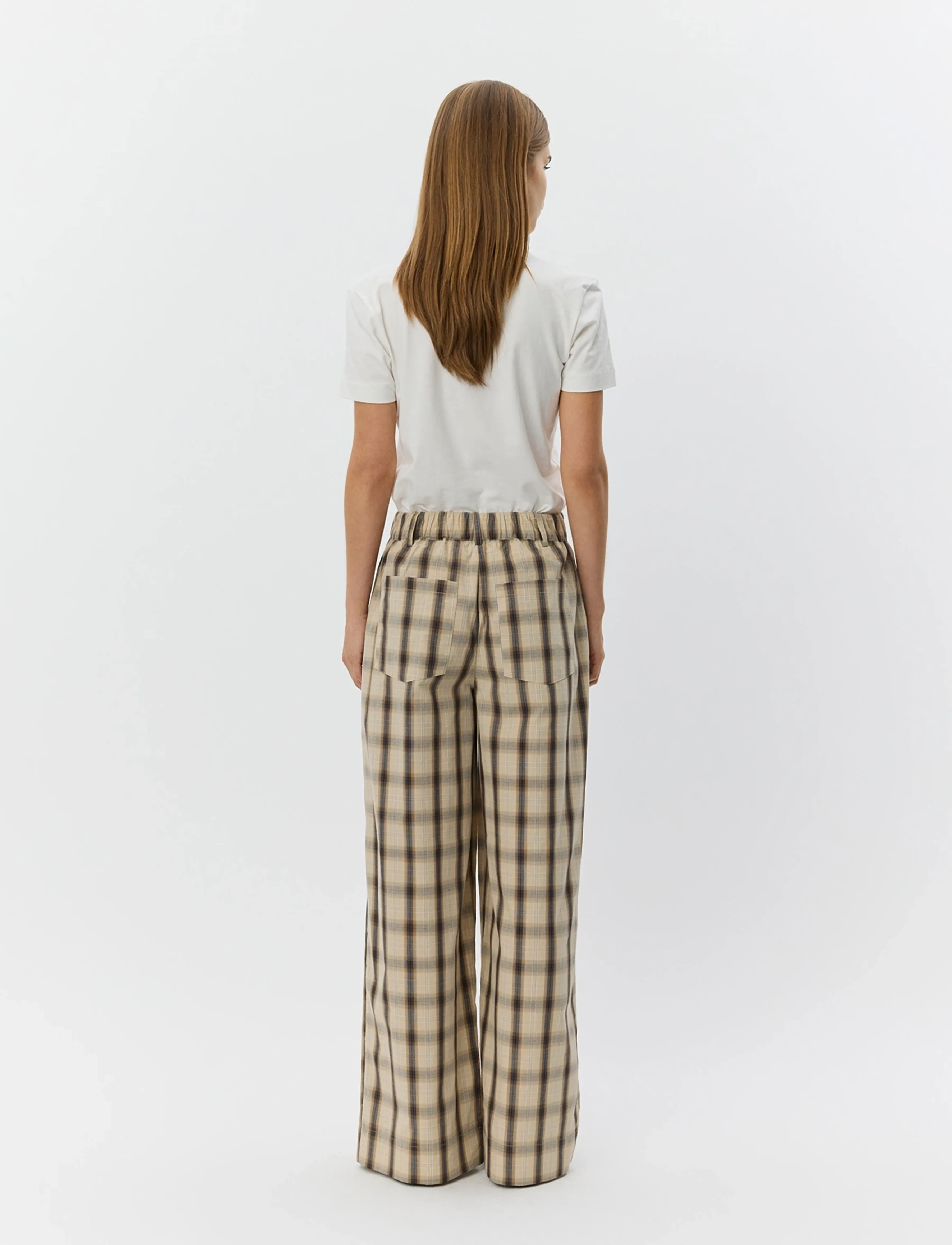 Sofie Schnoor - REINESW CHECK WIDE LEG TROUSERS - hosen mit weitem bein - grey check - 4