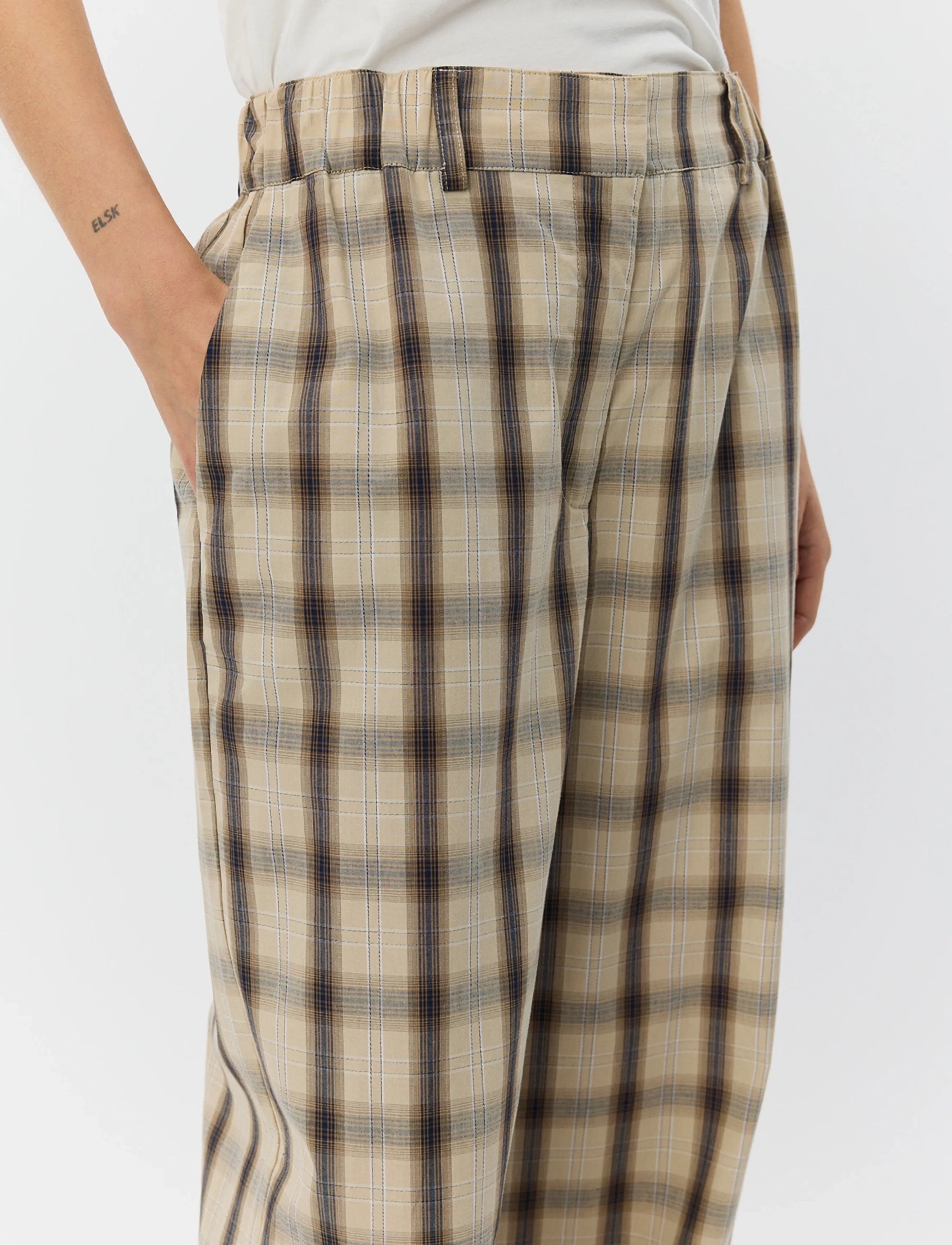 Sofie Schnoor - REINESW CHECK WIDE LEG TROUSERS - hosen mit weitem bein - grey check - 5