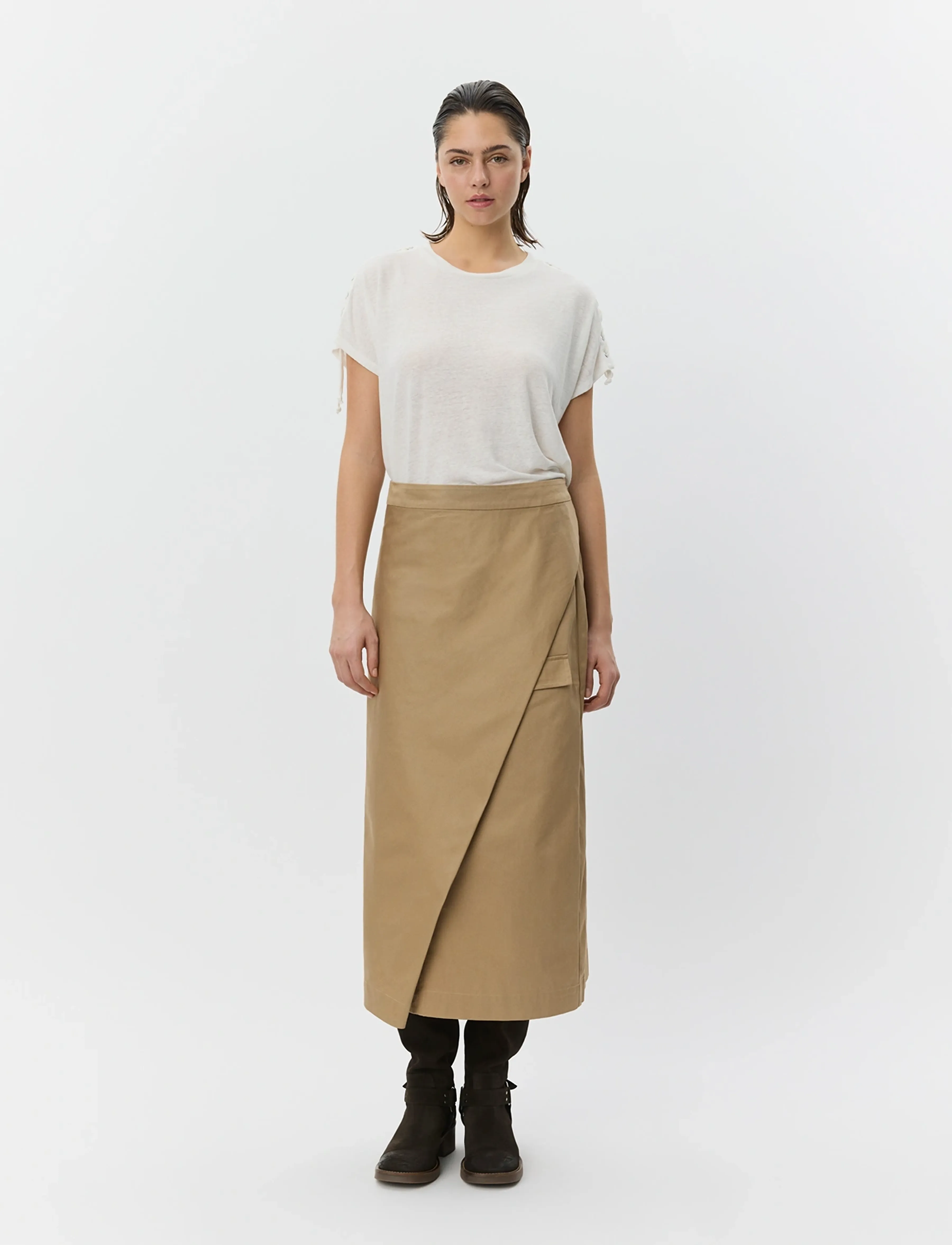 Sofie Schnoor Katrinesw Midi Wrap Skirt, Damen, Midi Wickelrock, Beige, Gr.34
