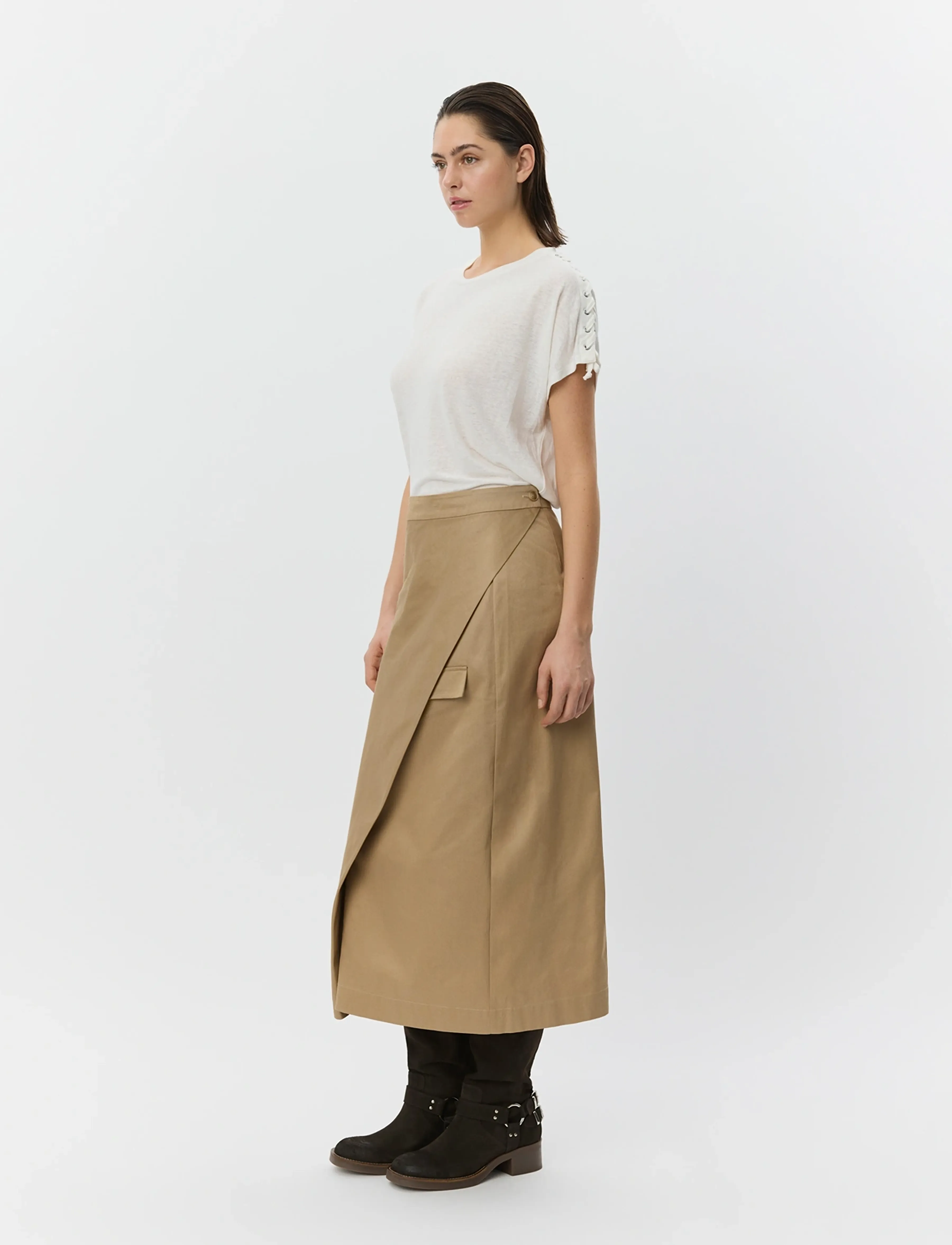Sofie Schnoor - KATRINESW MIDI WRAP SKIRT - wickelröcke - camel - 3