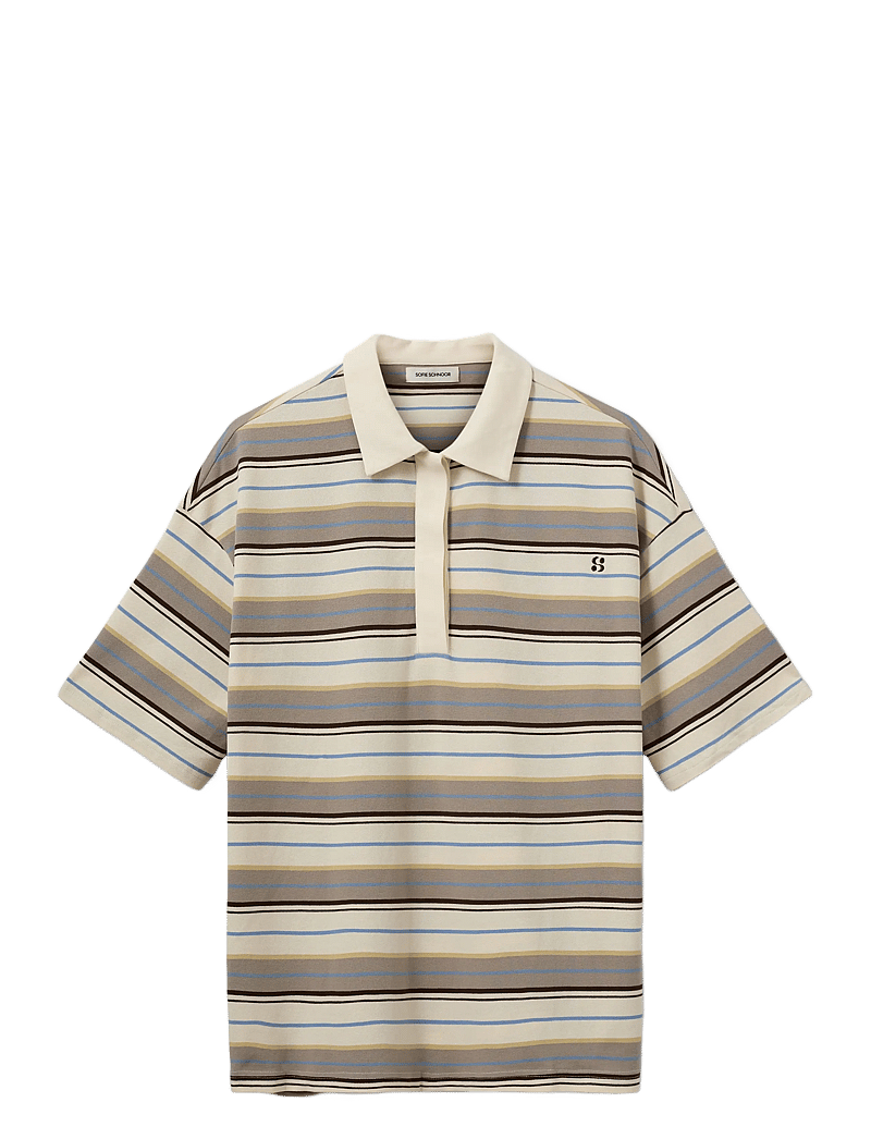 Sofie Schnoor - PILSW OVERSIZE STRIPED POLO SHIRT - t-shirts - off white striped - 1