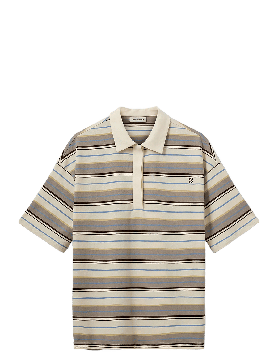 Sofie Schnoor - PILSW OVERSIZE STRIPED POLO SHIRT - t-paidat - off white striped - 1