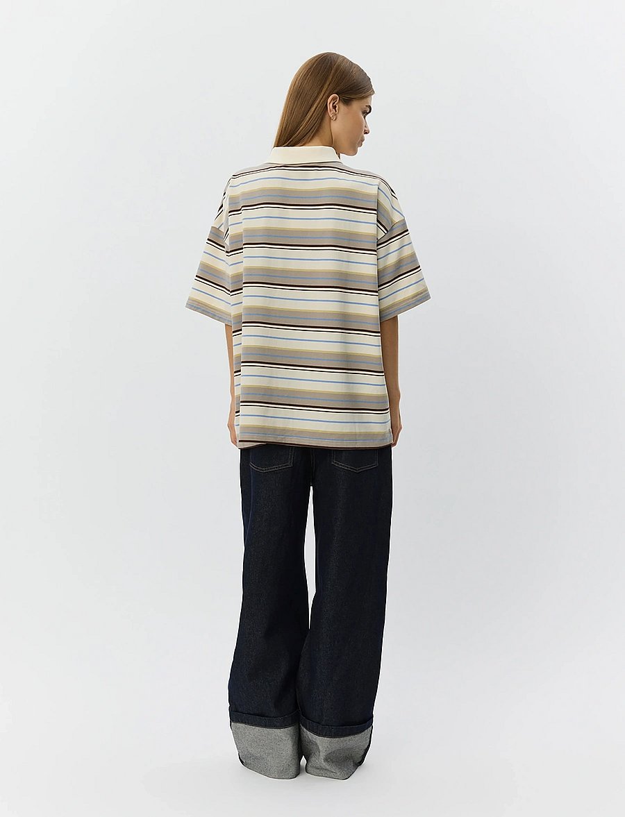 Sofie Schnoor - PILSW OVERSIZE STRIPED POLO SHIRT - t-paidat - off white striped - 4