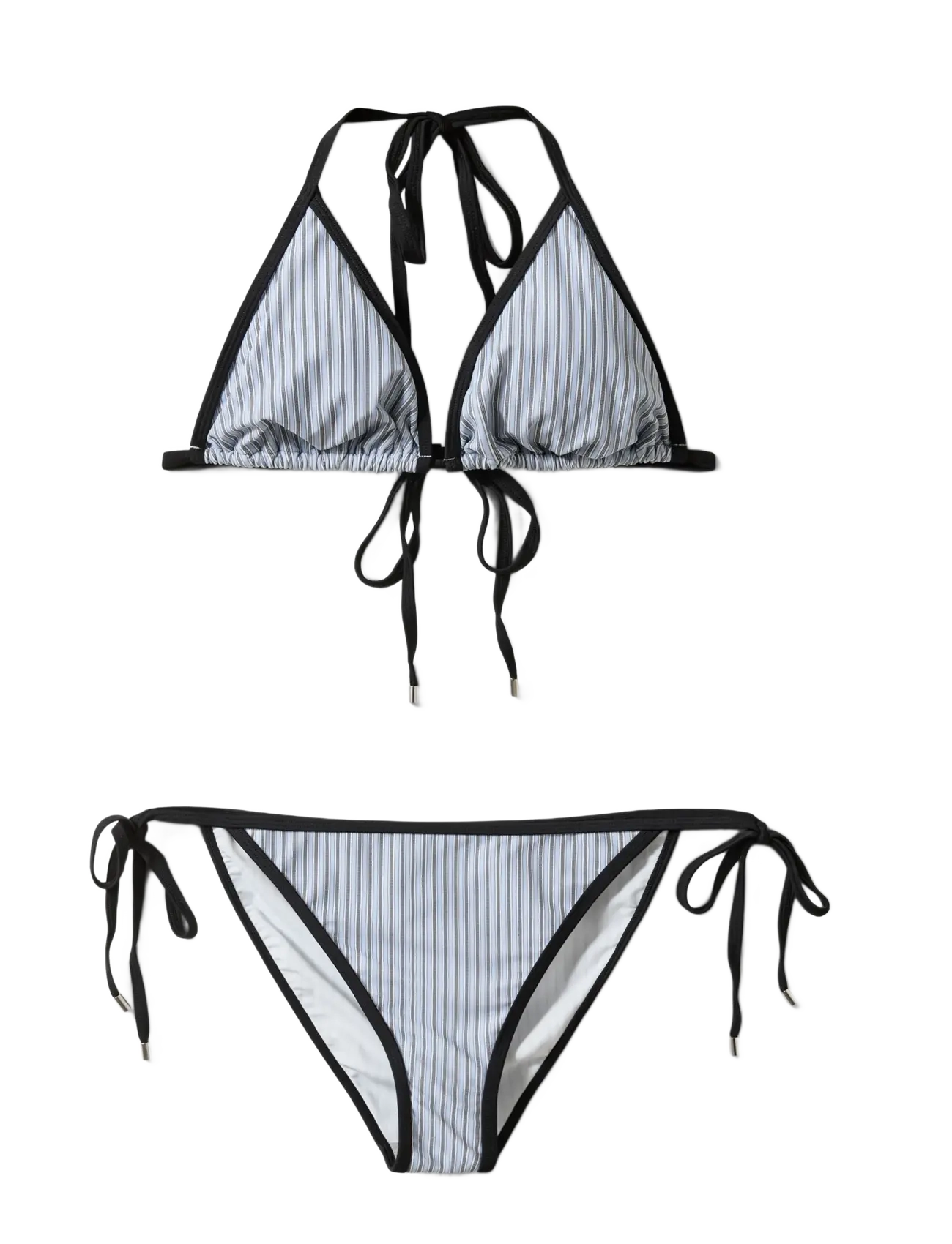 Sofie Schnoor SIKKYSW TRIANGLE BIKINI - Bikini komplekti - LIGHT BLUE STRIPED / black