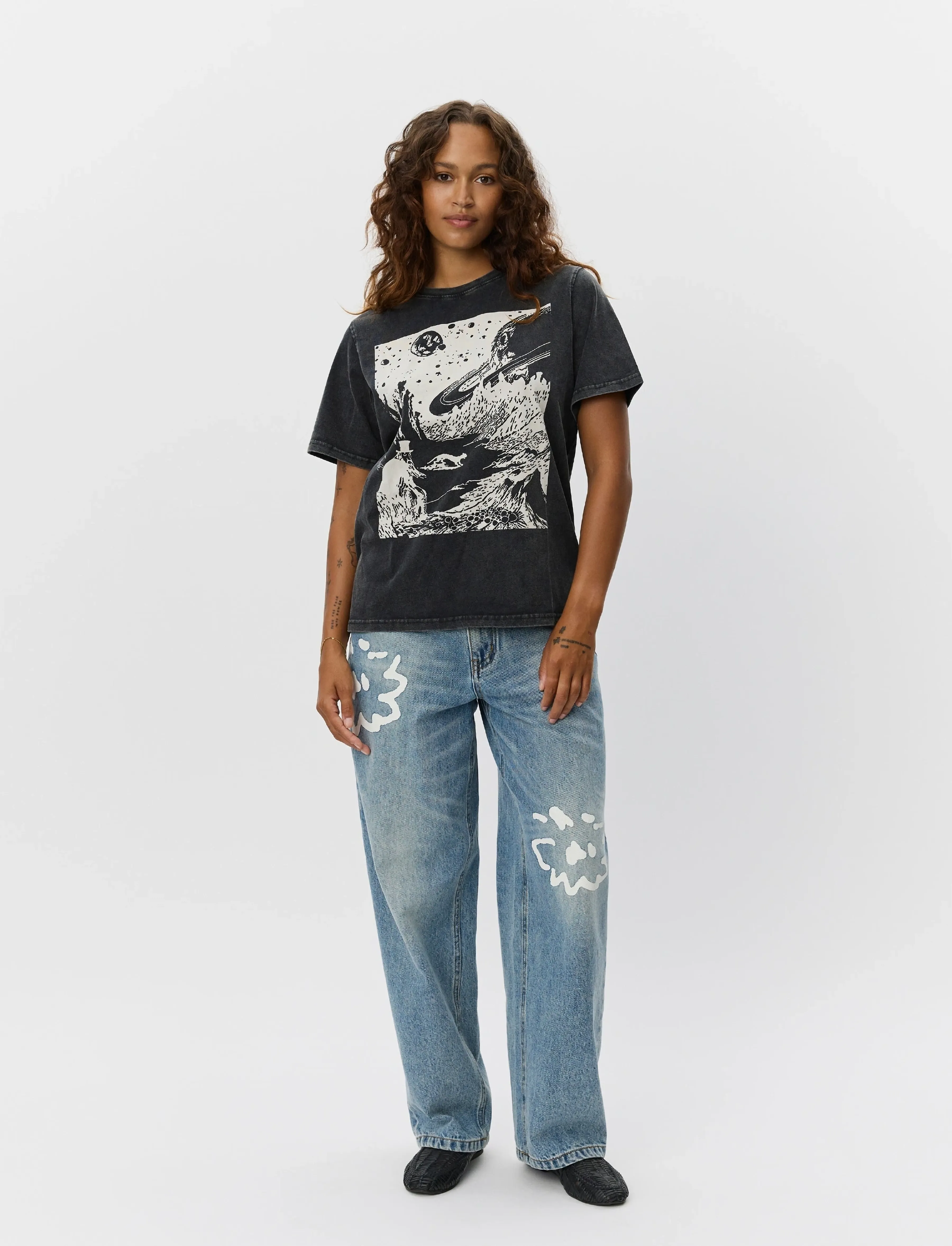 Sofie Schnoor ZENASW T-SHIRT - T-särgid ja alussärgid - WASHED BLACK / grey