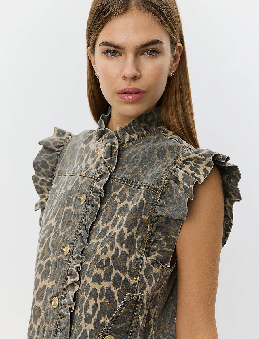 Sofie Schnoor - FARAHSW LEO VEST - denim-westen - light brown leopard - 5