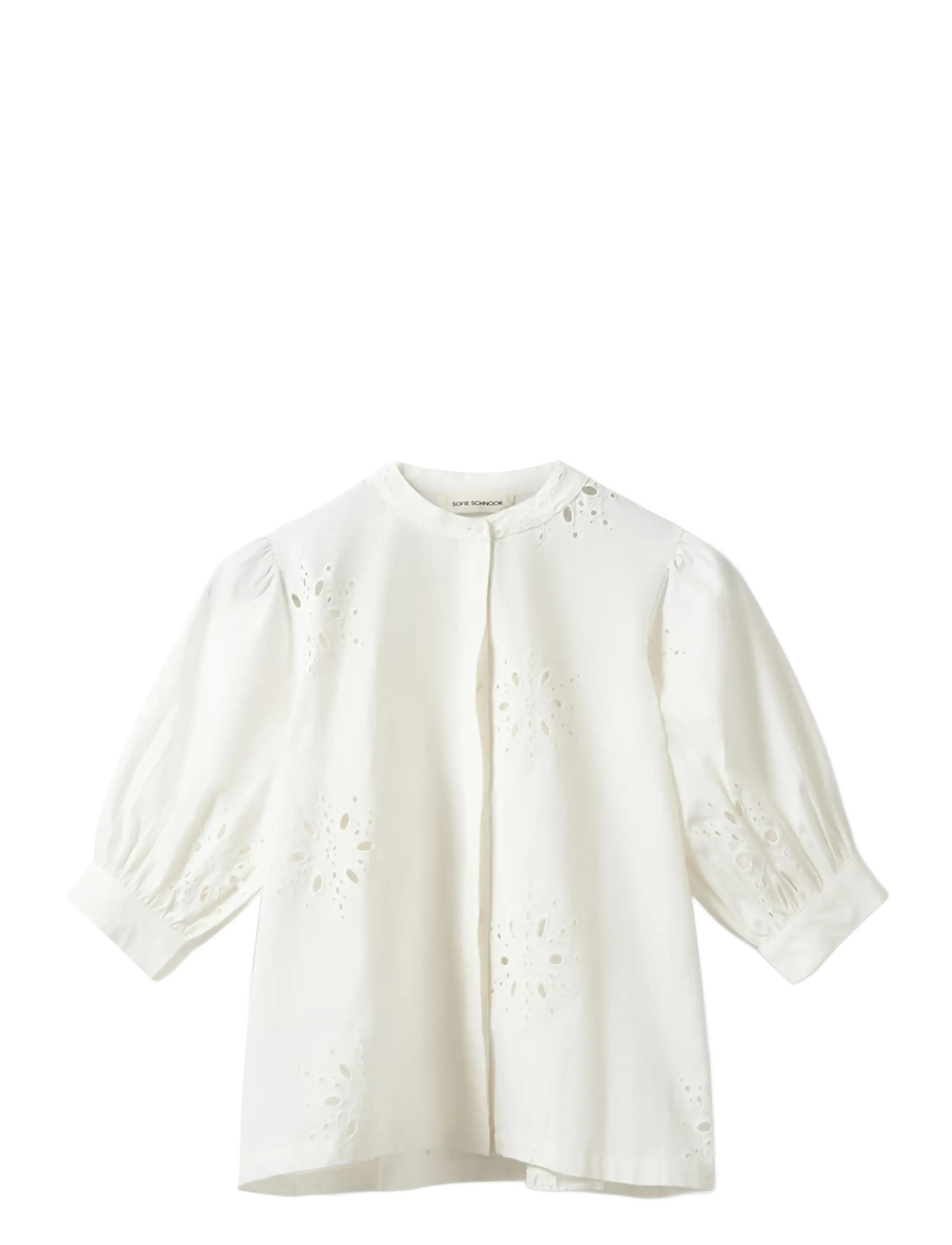 Sofie Schnoor ALESSIASW BRODERIE ANGLAISE SHIRT - Kortärmade blusar - SNOW WHITE / white