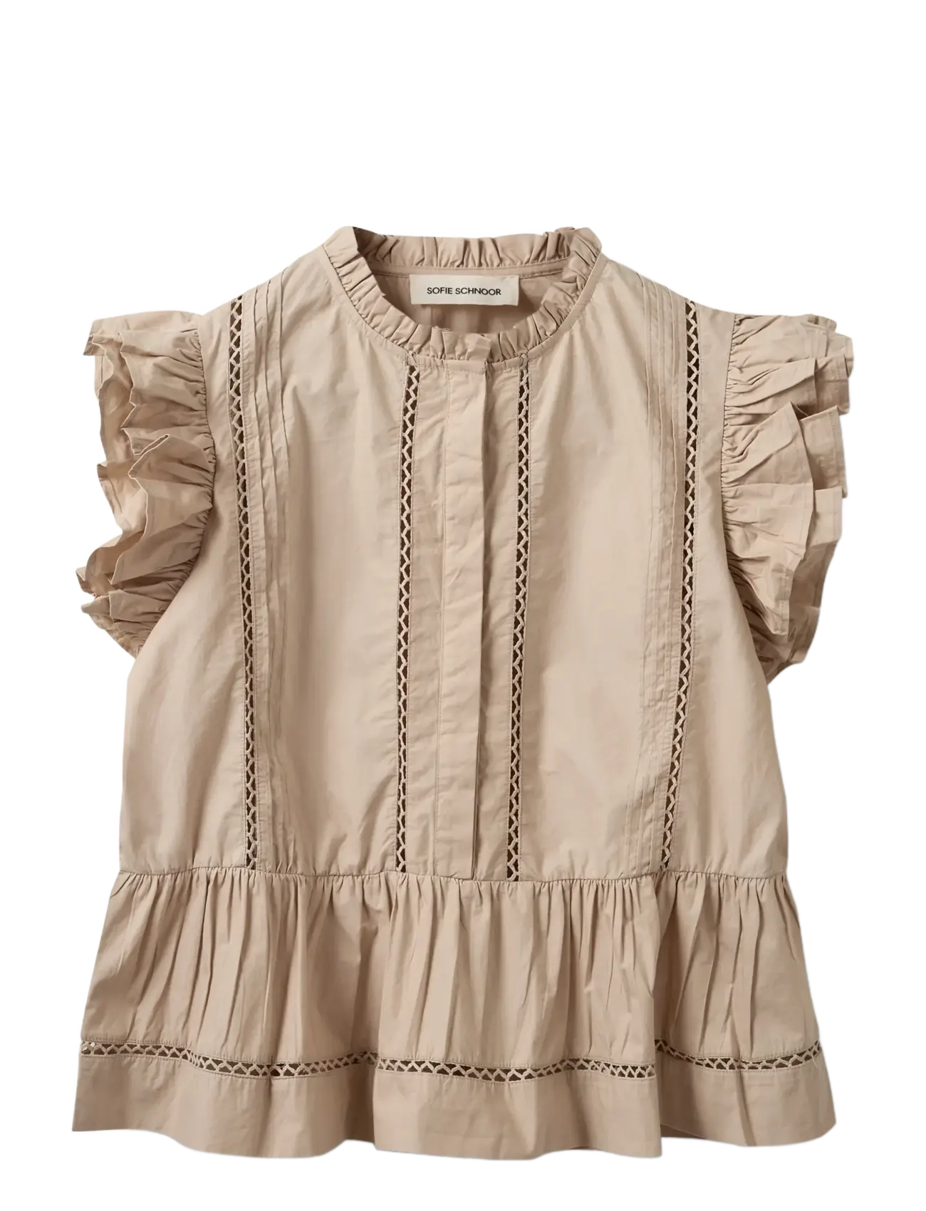 SOFIE SCHNOOR Juliensw Frill Baumwolle Oberteil Beige - 42 - Damen
