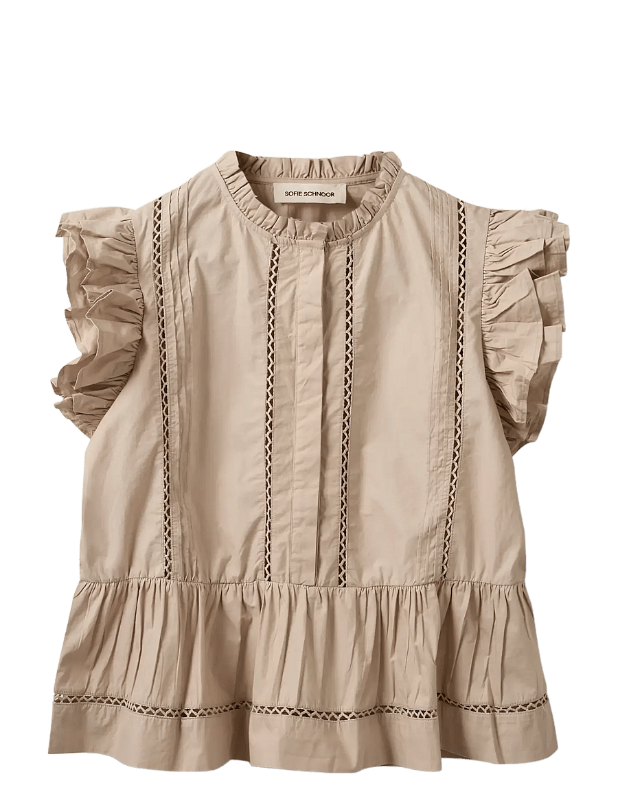 Sofie Schnoor - JULIENSW FRILL COTTON TOP - Ærmeløse bluser - feather gray - 1