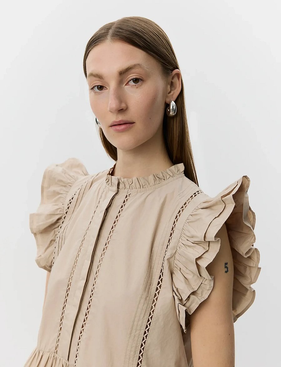 Sofie Schnoor - JULIENSW FRILL COTTON TOP - Ærmeløse bluser - feather gray - 5