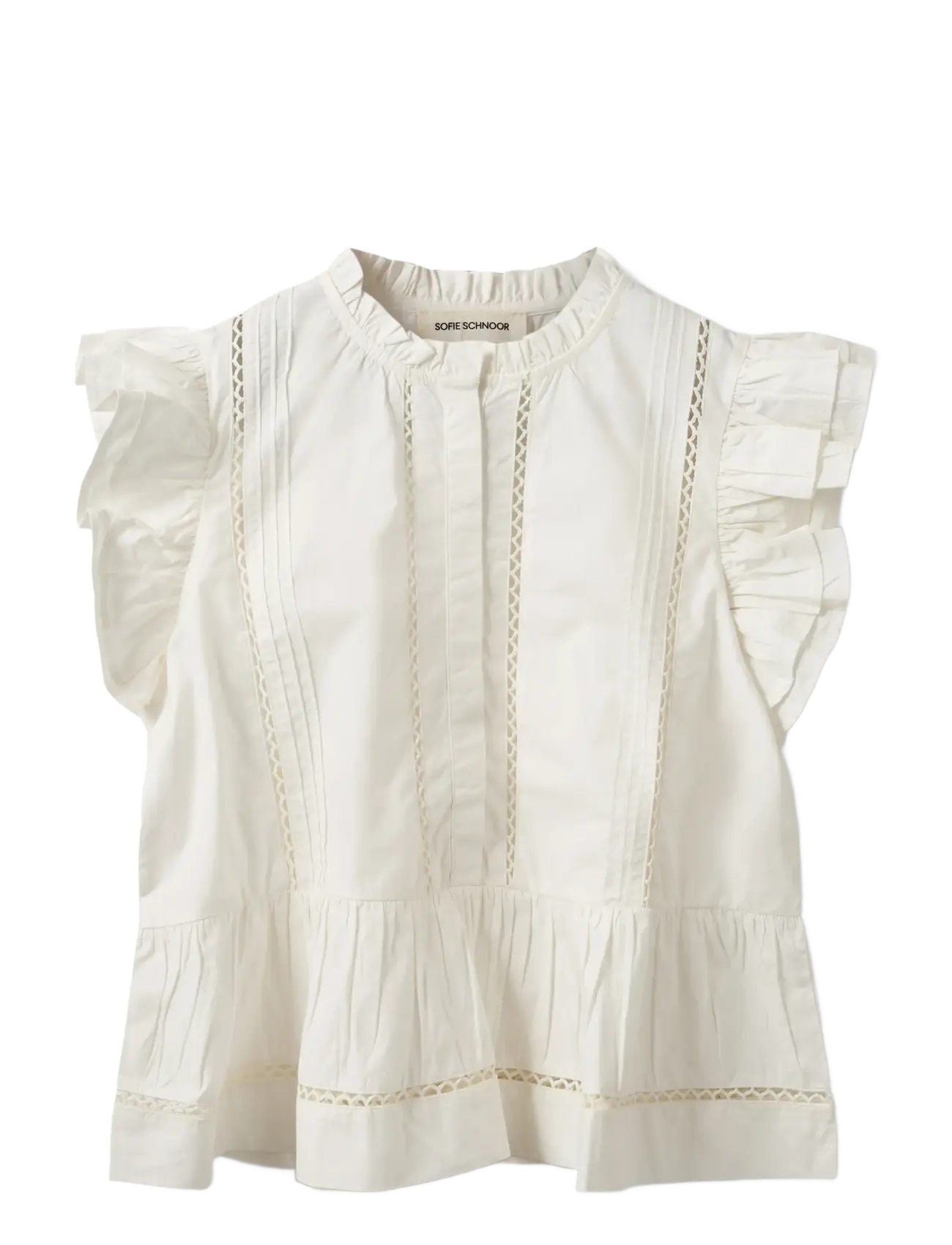 SOFIE SCHNOOR Juliensw Frill Baumwolle Oberteil Cream - 42 - Damen