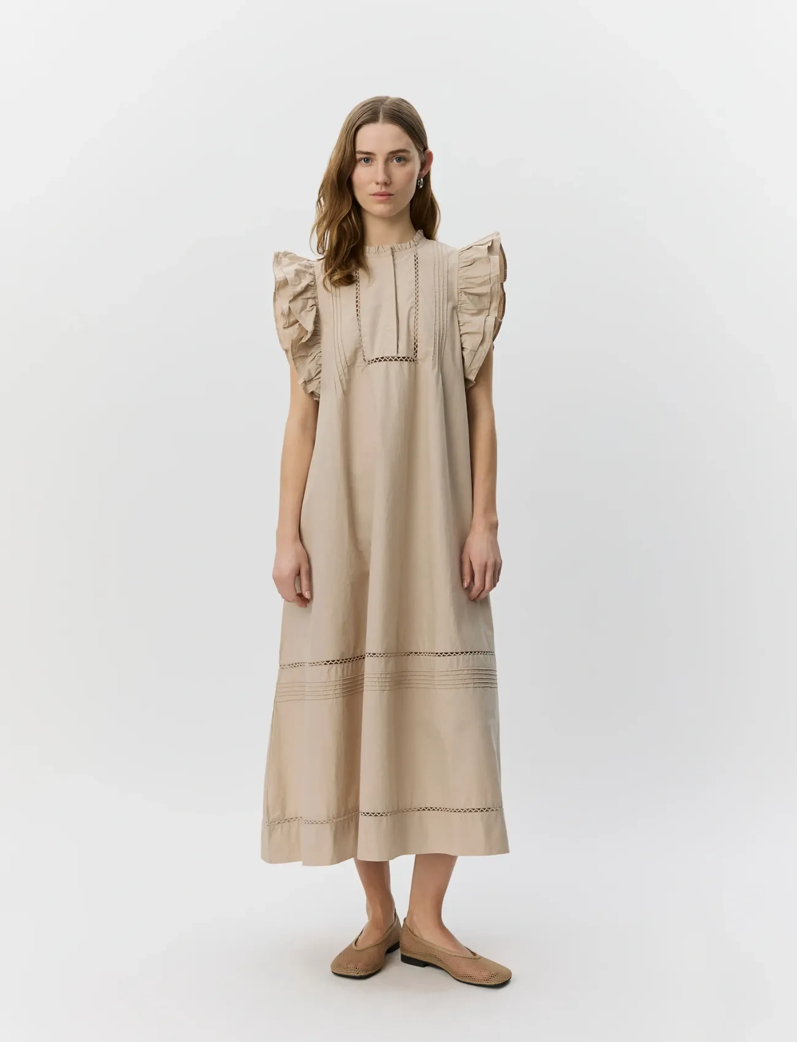 Sofie Schnoor Otaniasw Frill Cotton Dress, 38, Dresses, Beige - Summer Frauen