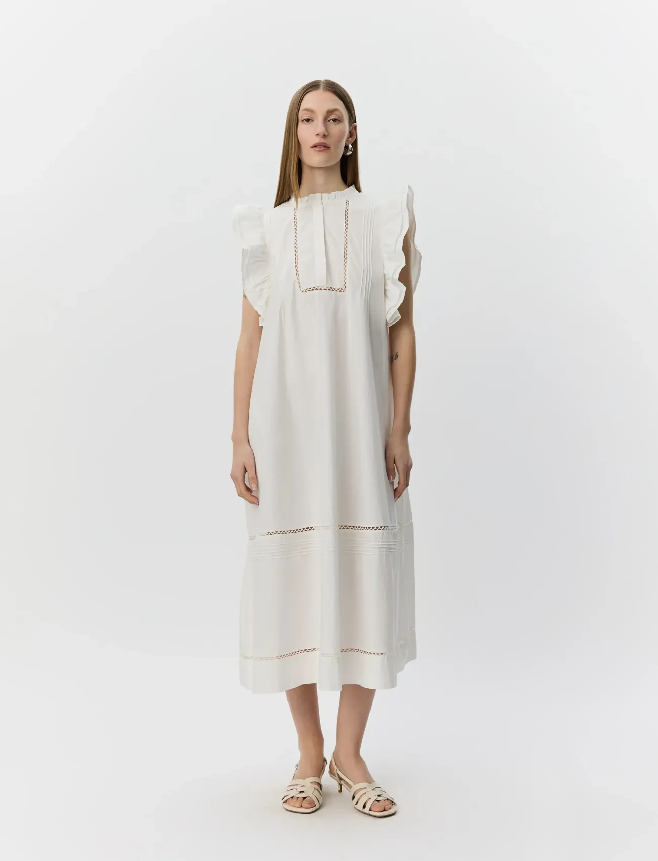 Sofie Schnoor OTANIASW FRILL COTTON DRESS - Drabužiai - WHITE ALYSSUM / white