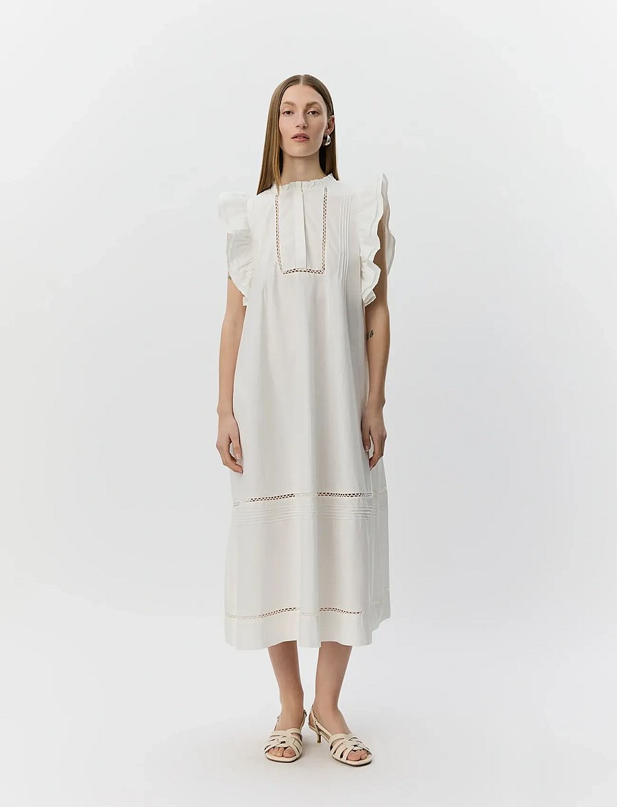 Sofie Schnoor - OTANIASW FRILL COTTON DRESS - suvekleidid - white alyssum - 0