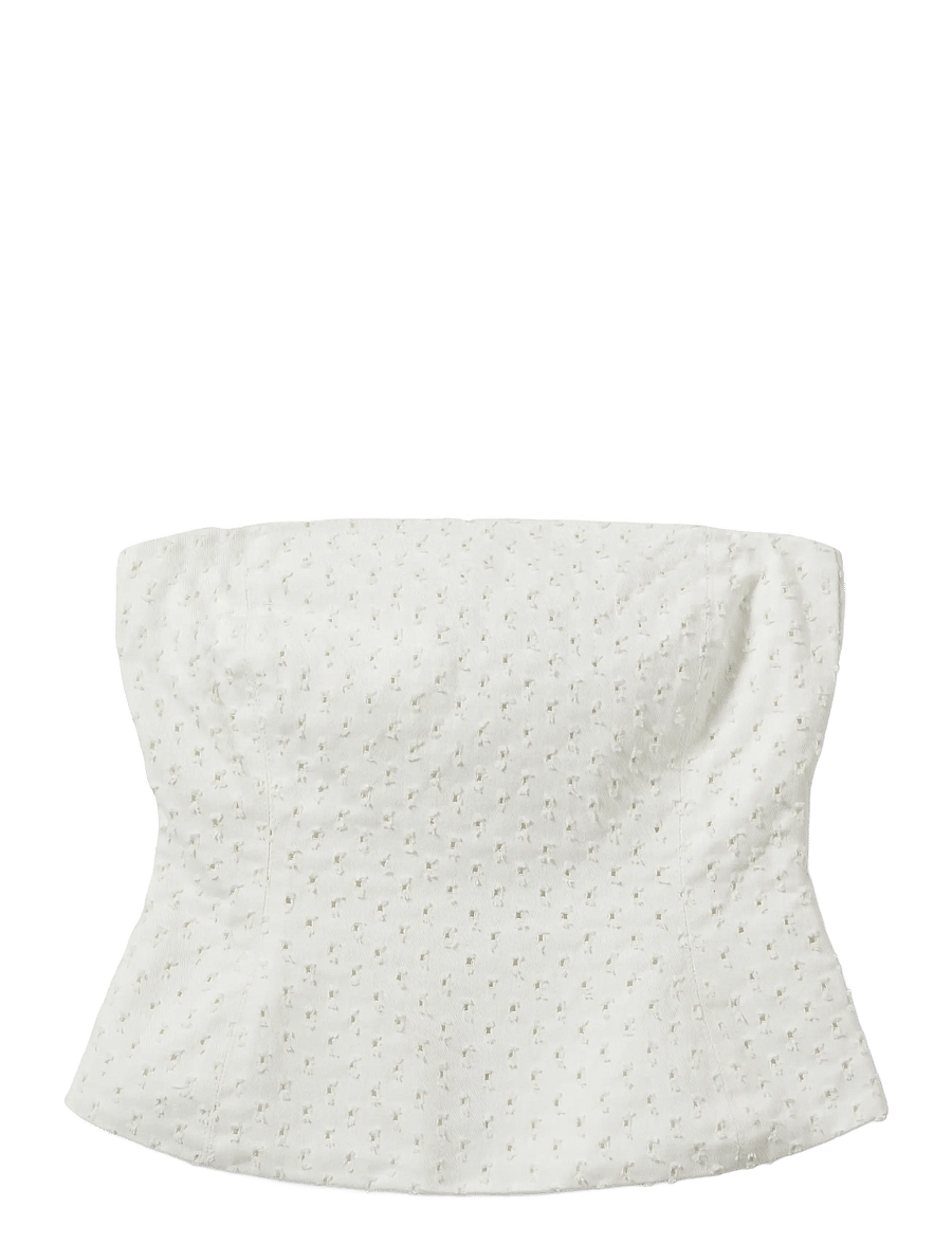 Sofie Schnoor - AVASW CORSET DENIM TOP - crop tops - off white - 1