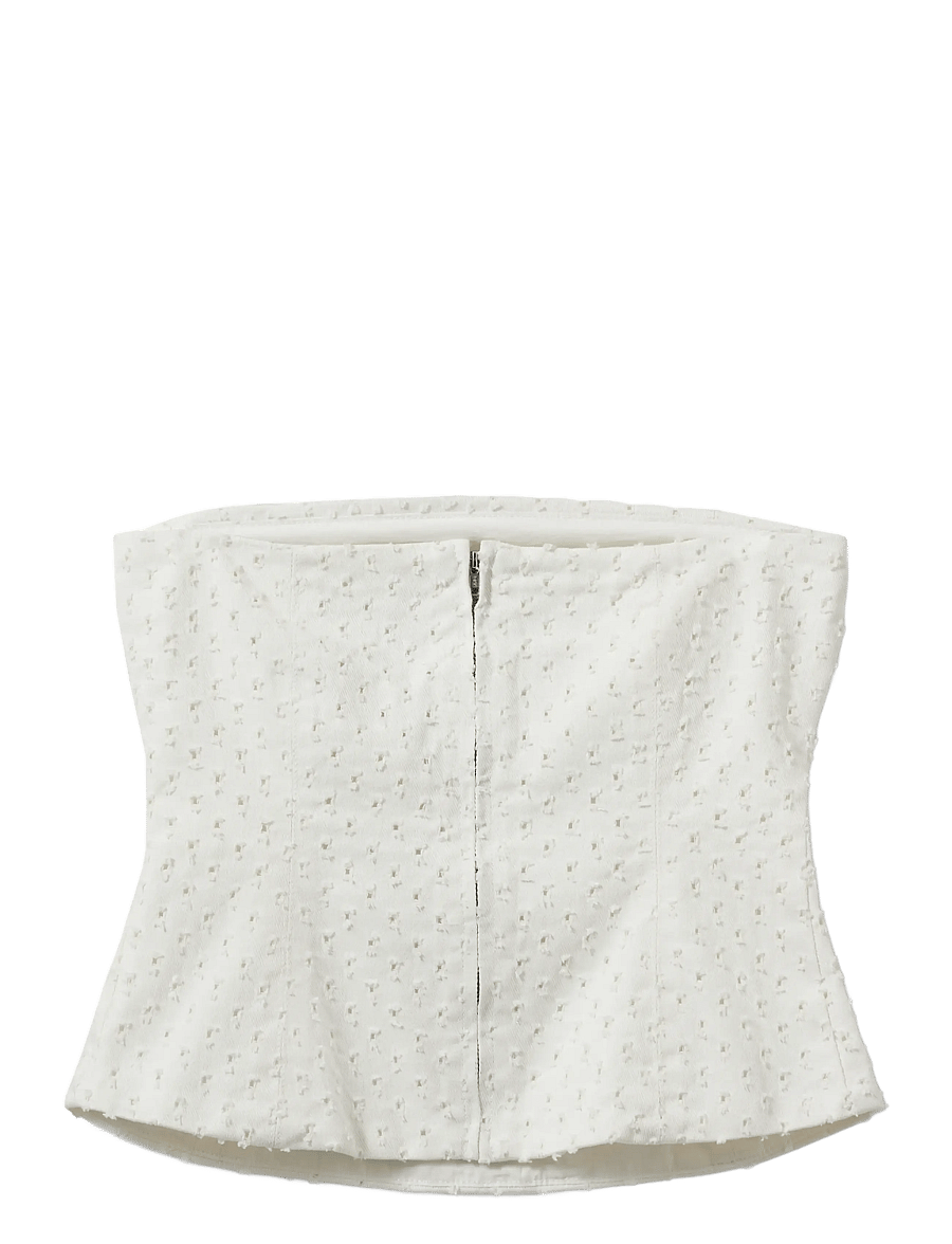 Sofie Schnoor - AVASW CORSET DENIM TOP - crop tops - off white - 2