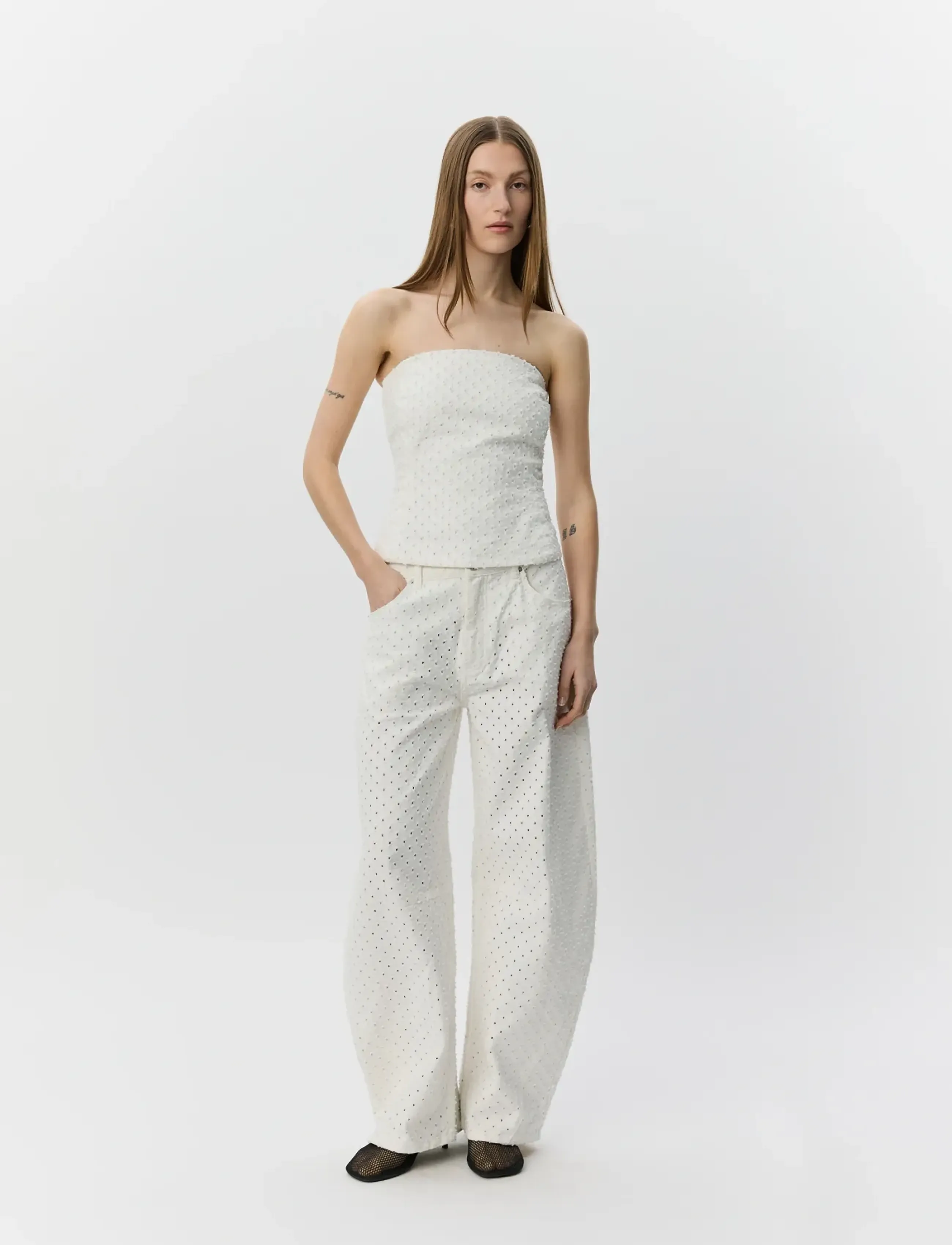 Sofie Schnoor - AVASW CORSET DENIM TOP - magabolir - off white - 3