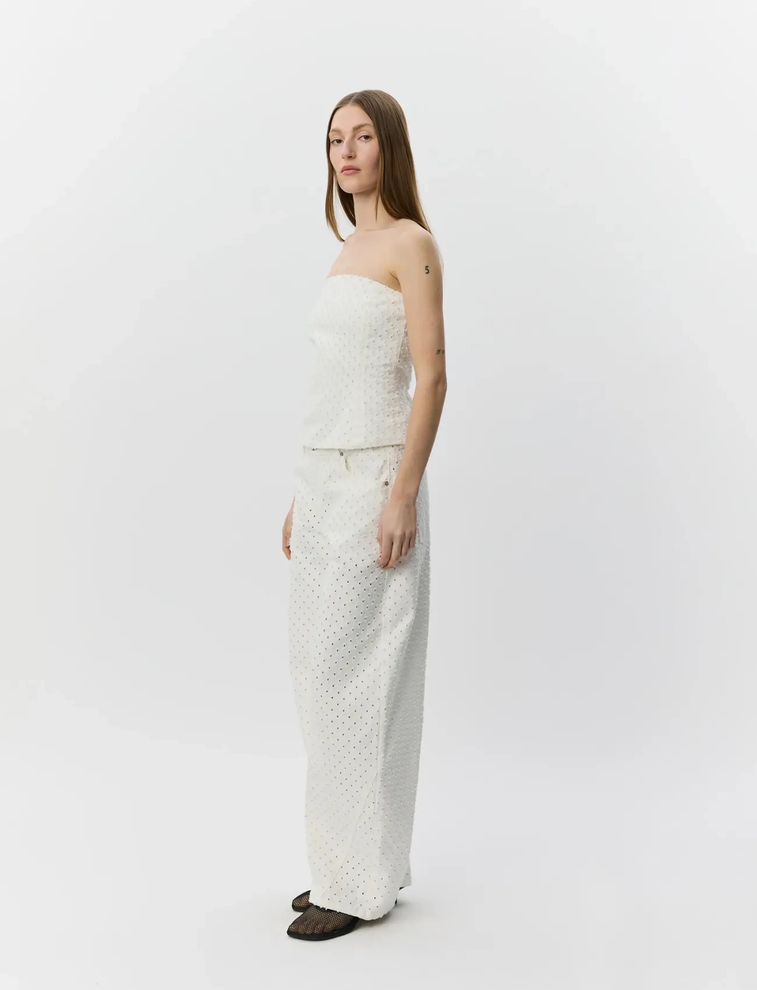 Sofie Schnoor - AVASW CORSET DENIM TOP - magabolir - off white - 4