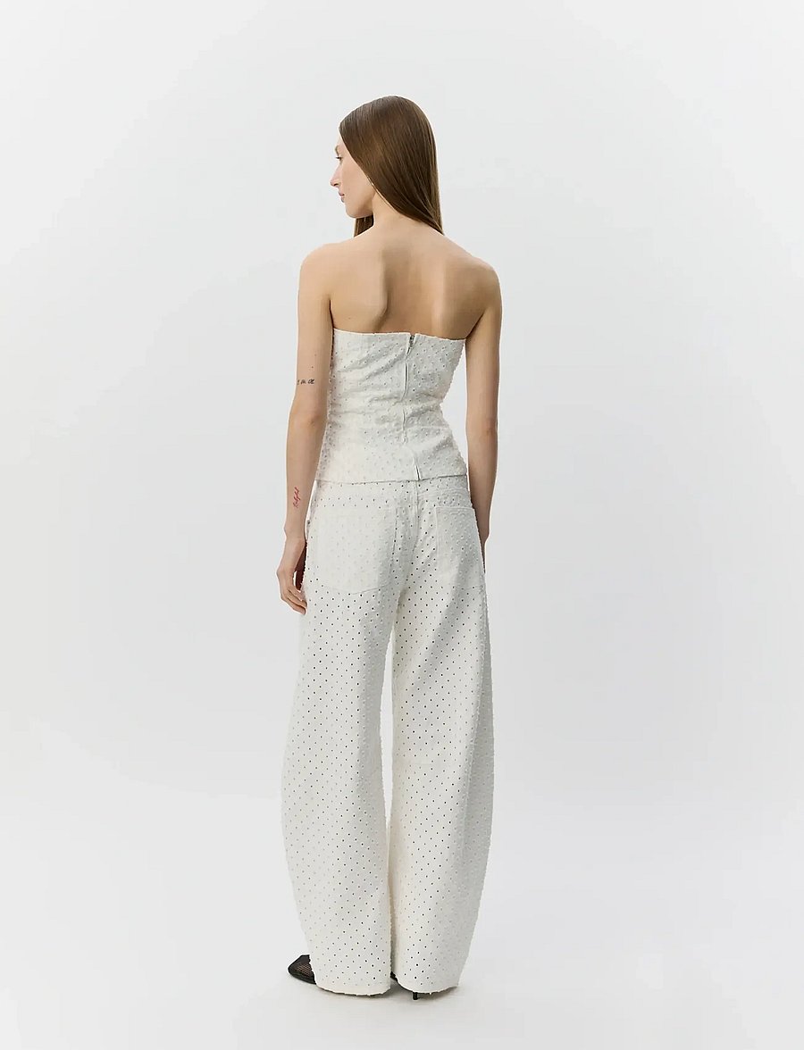 Sofie Schnoor - AVASW CORSET DENIM TOP - crop tops - off white - 5