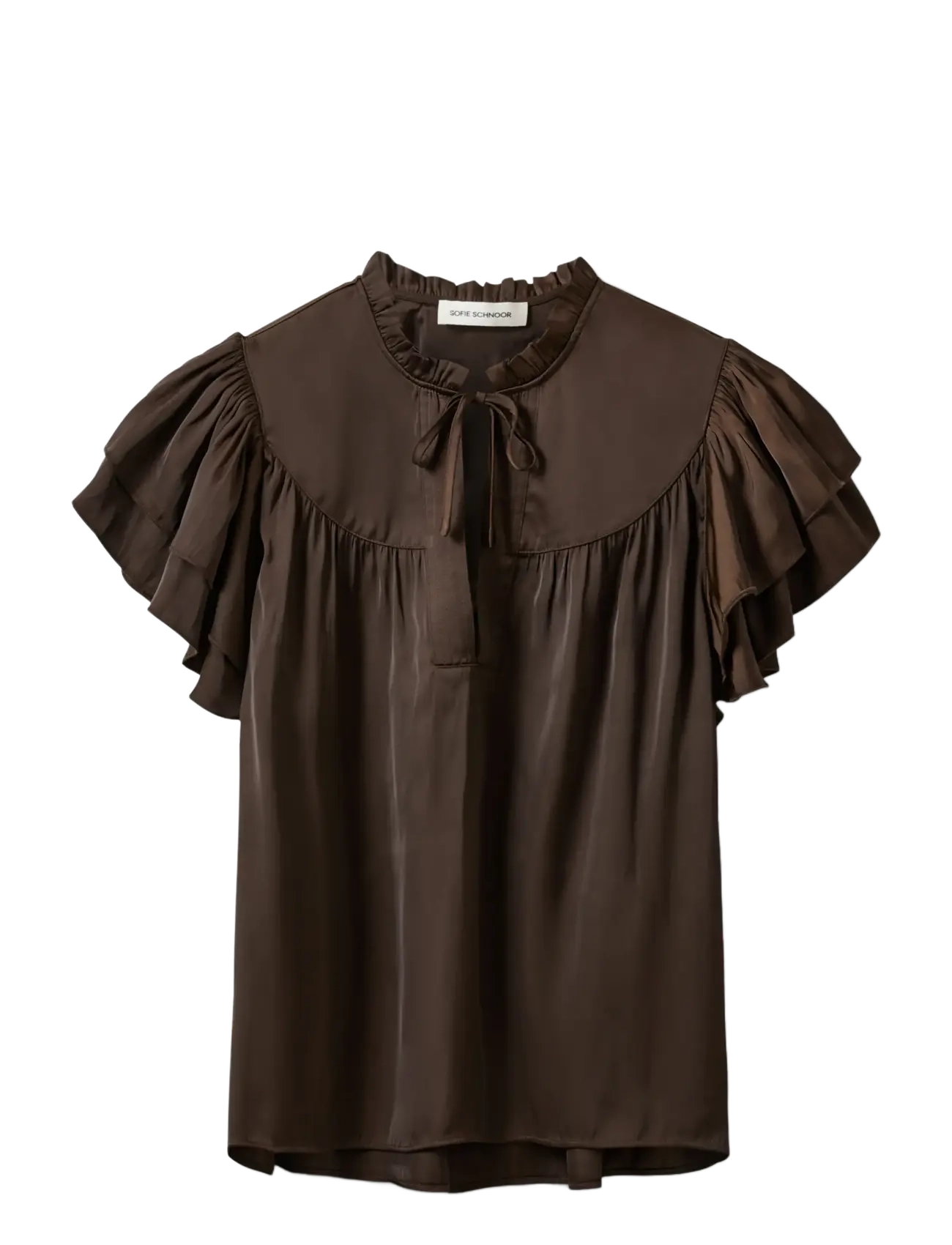 Sofie Schnoor LALILASW FRILL TOP - Bluser - INTENSE BROWN / brown