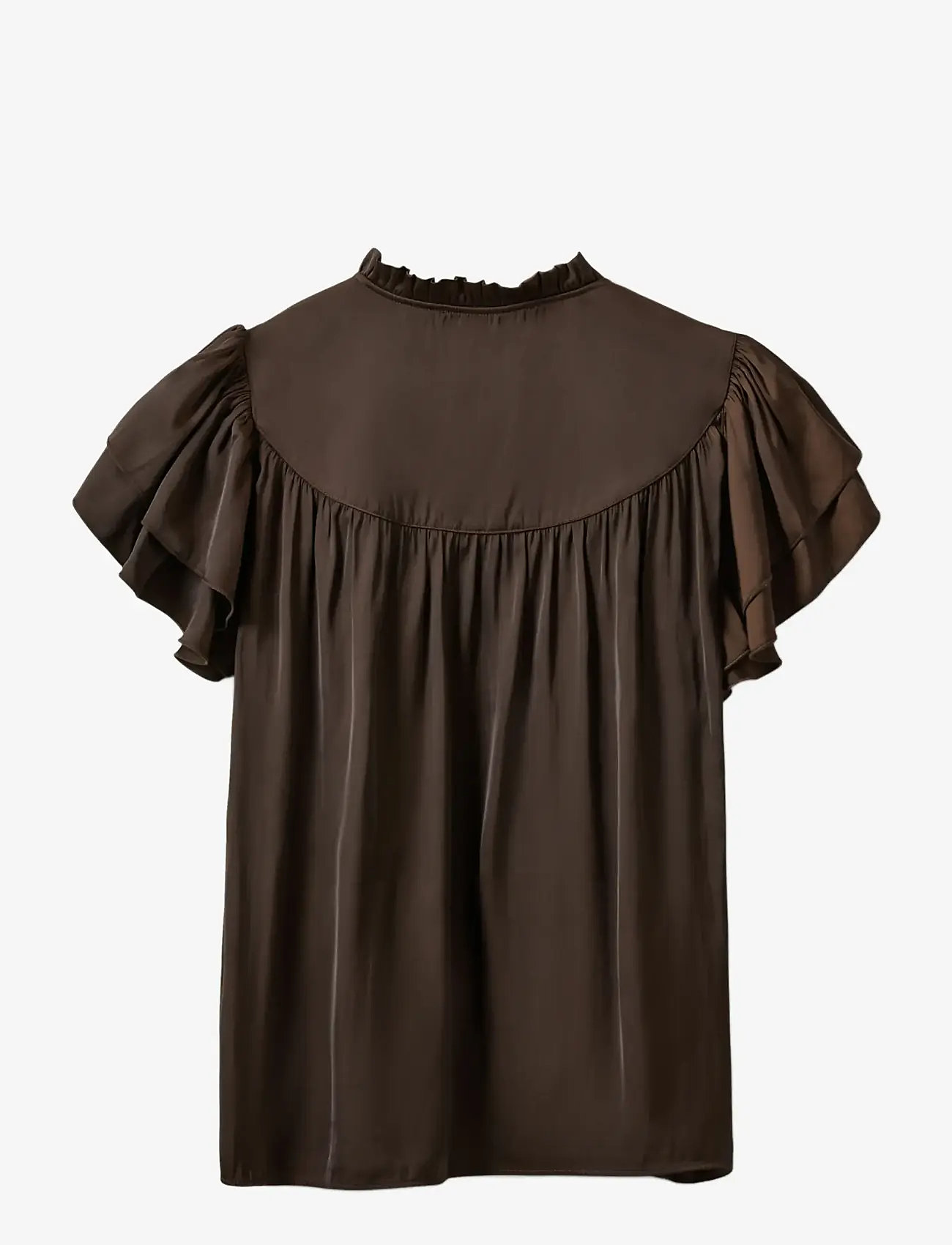 Sofie Schnoor - LALILASW FRILL TOP - short-sleeved blouses - intense brown - 2