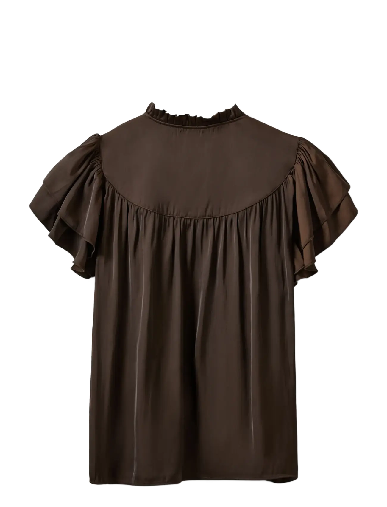 Sofie Schnoor - LALILASW FRILL TOP - kurzärmelige blusen - intense brown - 2