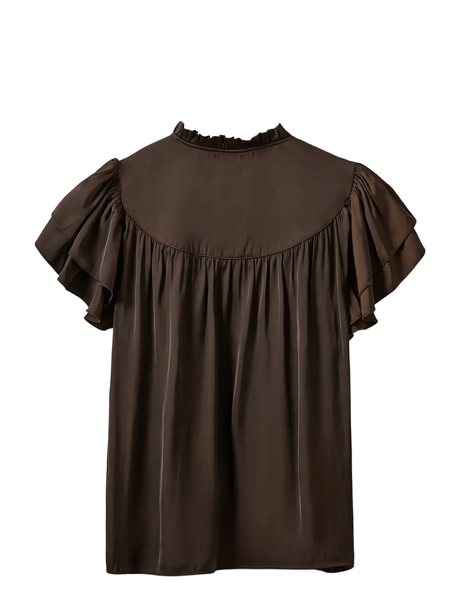 Sofie Schnoor - LALILASW FRILL TOP - lühikeste varrukatega pluusid - intense brown - 2