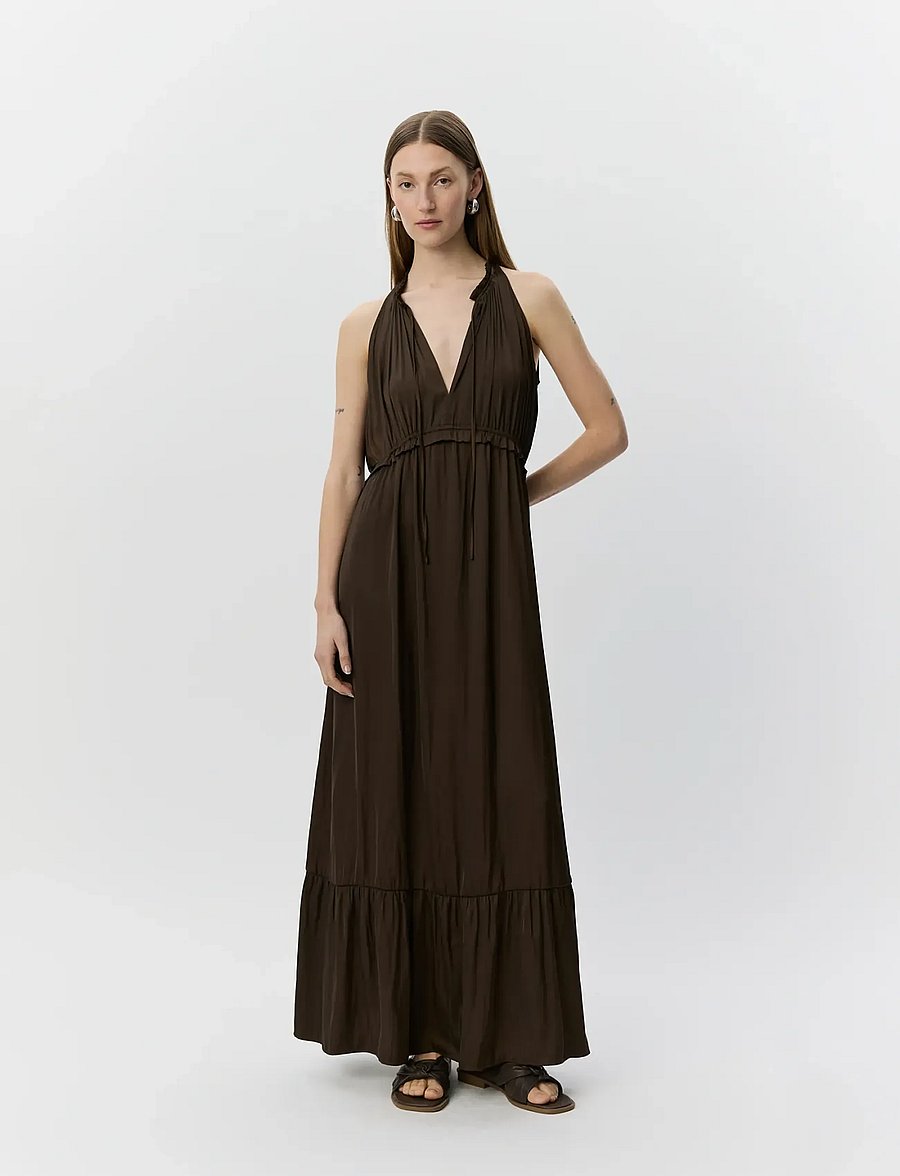 Sofie Schnoor - MELSW HALTER NECK MAXI DRESS - maksikleidid - intense brown - 0