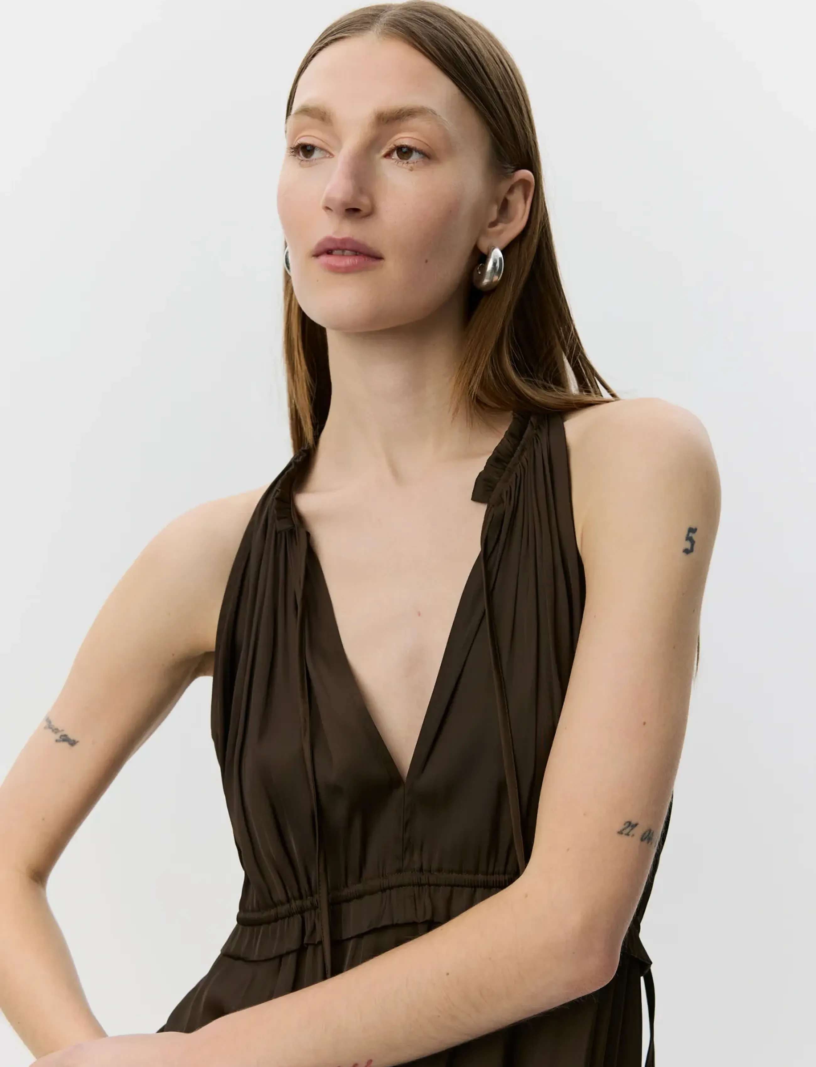 Sofie Schnoor - MELSW HALTER NECK MAXI DRESS - maksikleidid - intense brown - 5