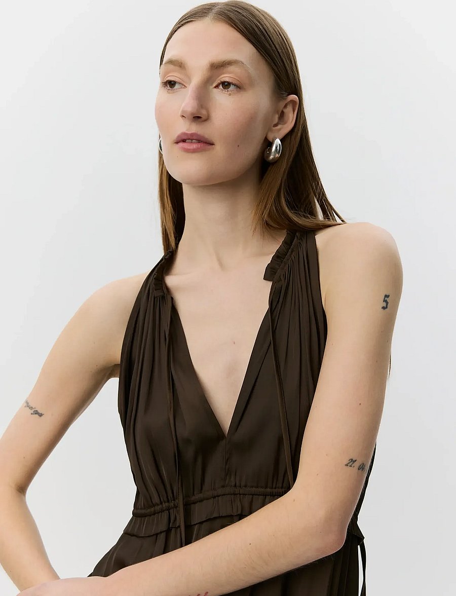 Sofie Schnoor - MELSW HALTER NECK MAXI DRESS - maksikleidid - intense brown - 5