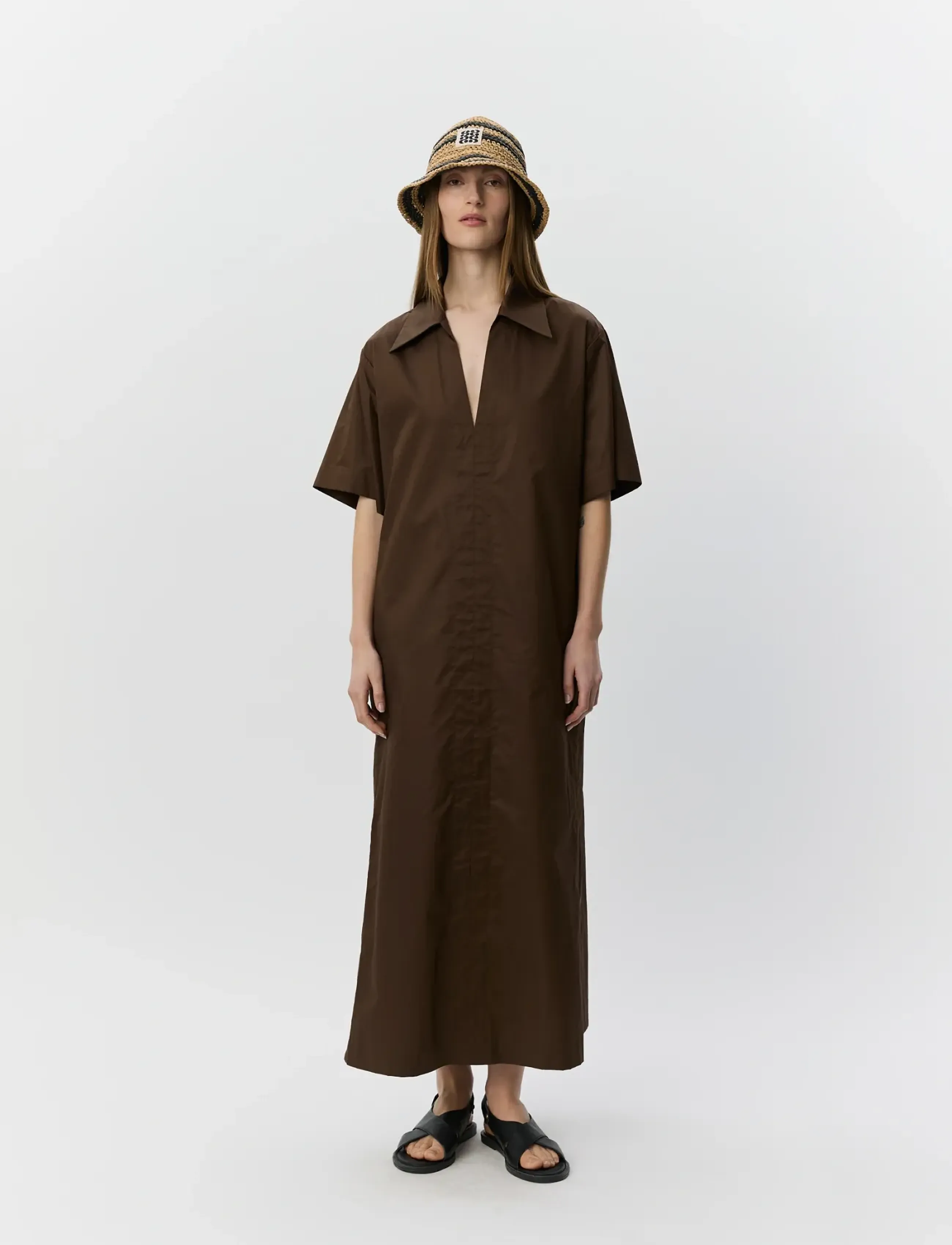 Sofie Schnoor Asanasw Oversize Shirt Dress, 38, Brown, Kjoler > Skjortekjoler, Dame