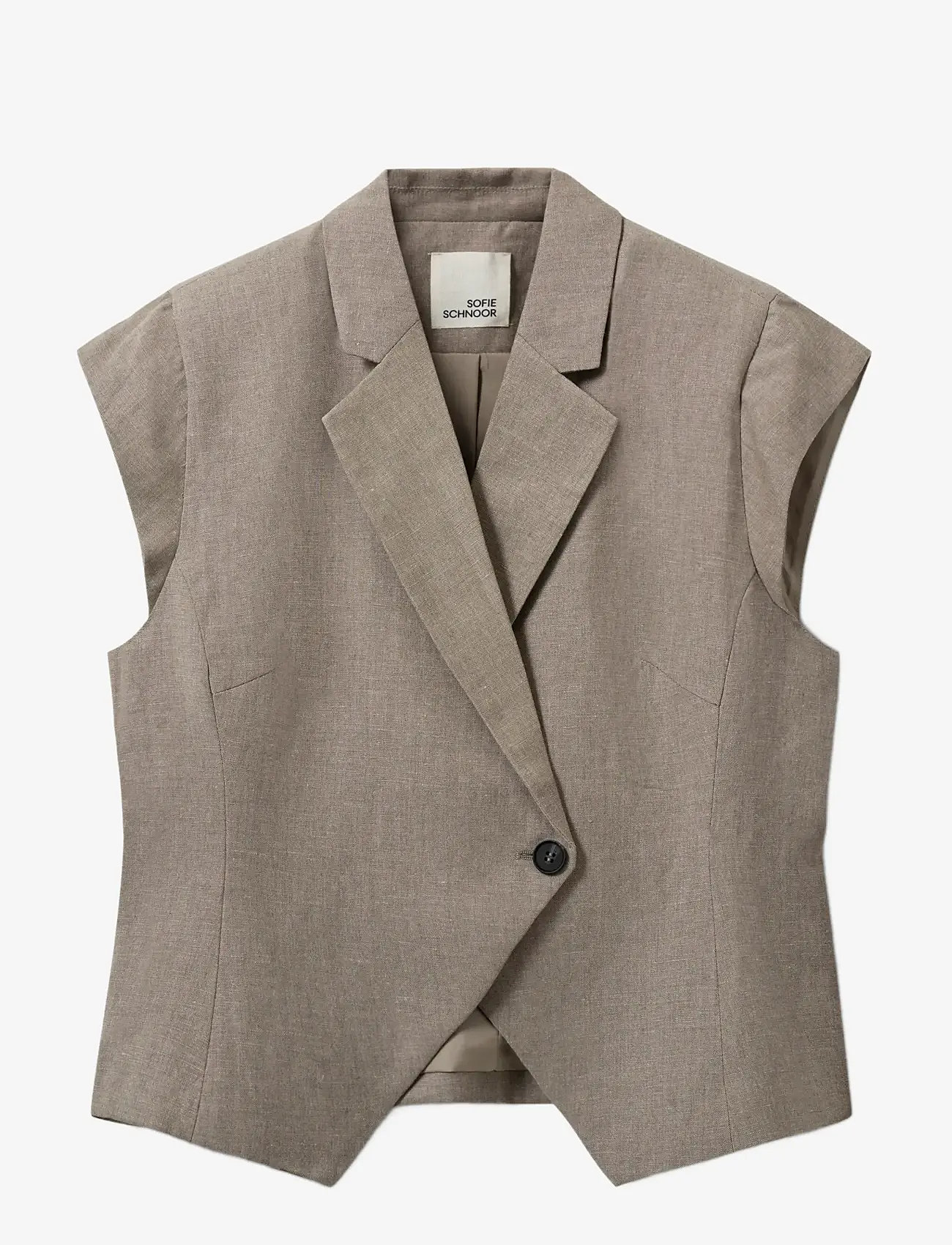 Sofie Schnoor - MAJSESW LINEN MIX CAP SLEEVE BLAZER - westen - dark sand - 1